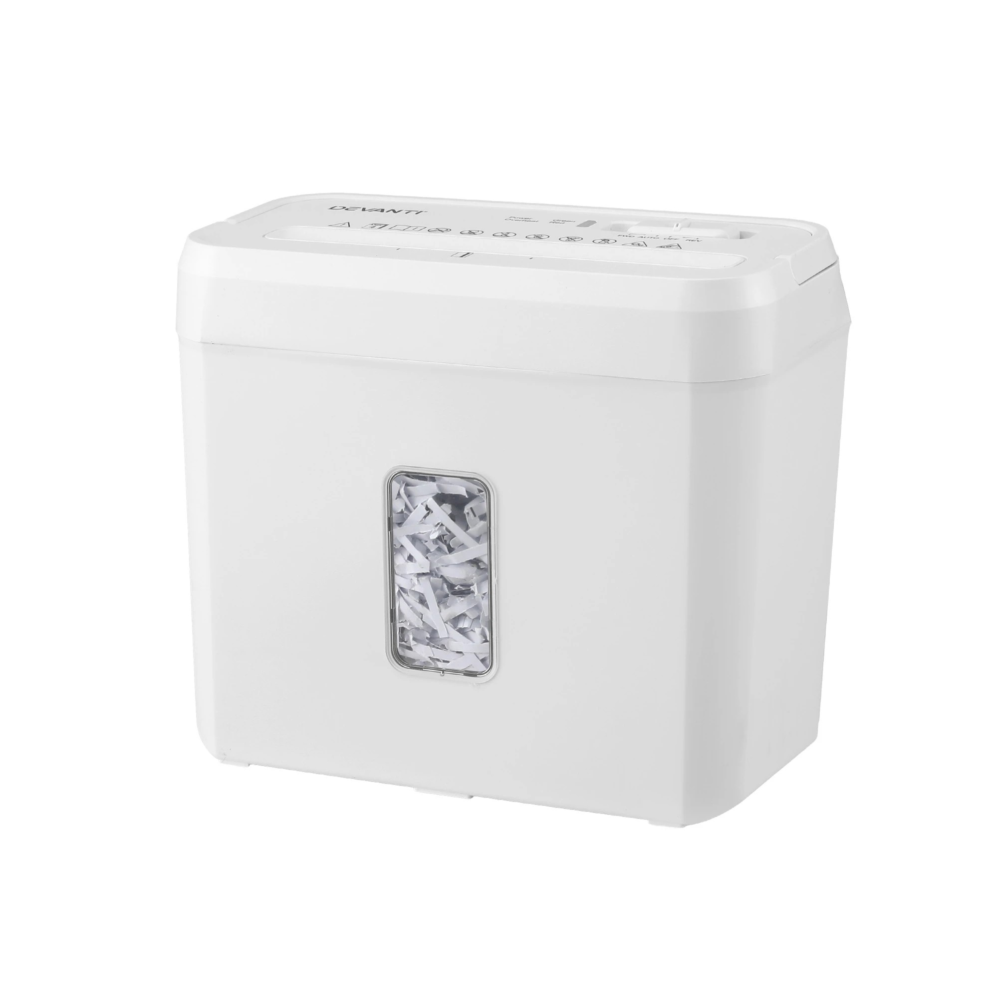 1 DEVANTI 8L Small Tabletop Paper Shredder 4 Sheet P4 Cross Cut Home Office - White, 1 of 10