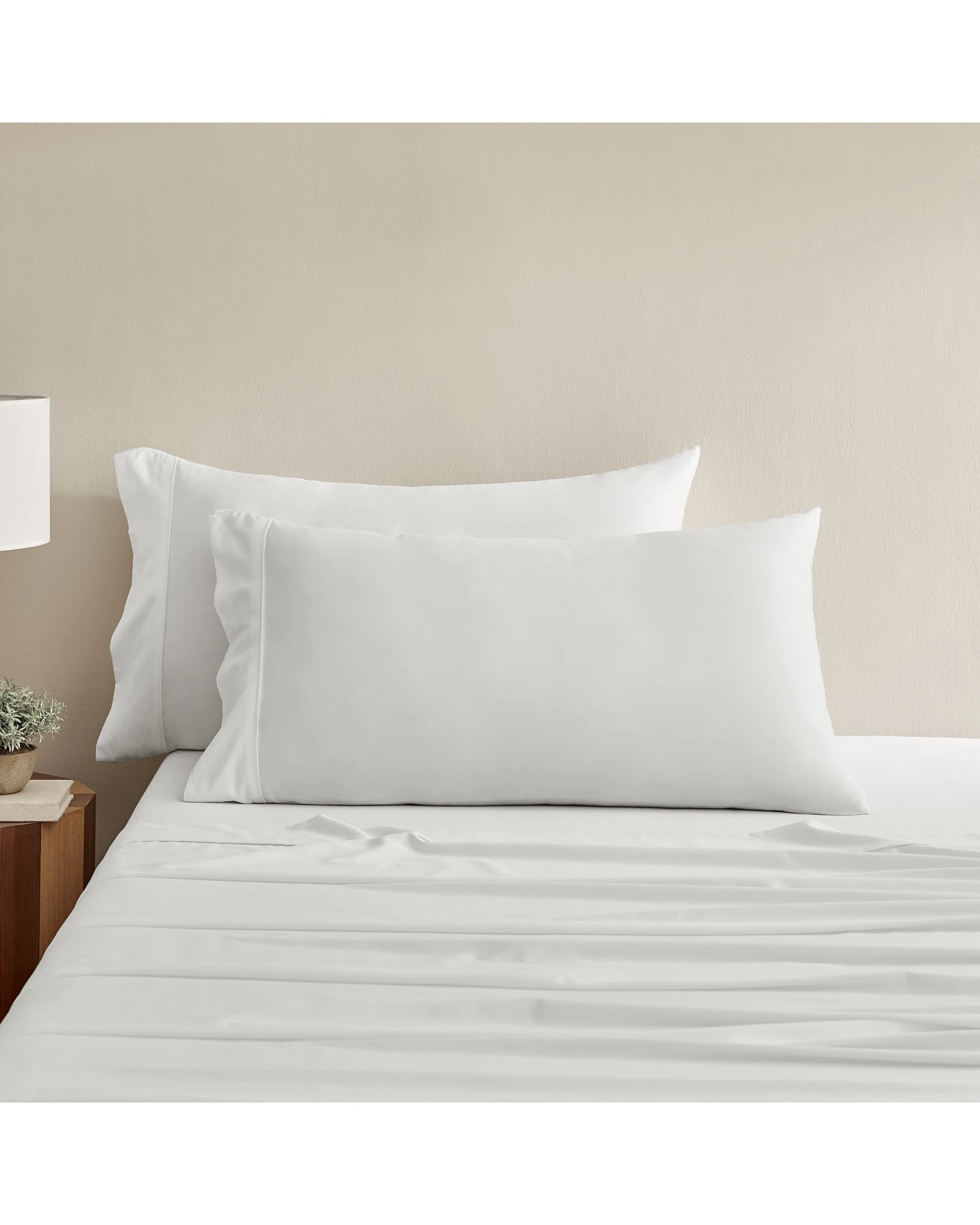 1 Serene 400TC Bamboo Cotton Sateen King Pillowcase Twin Pack - White, 1 of 3