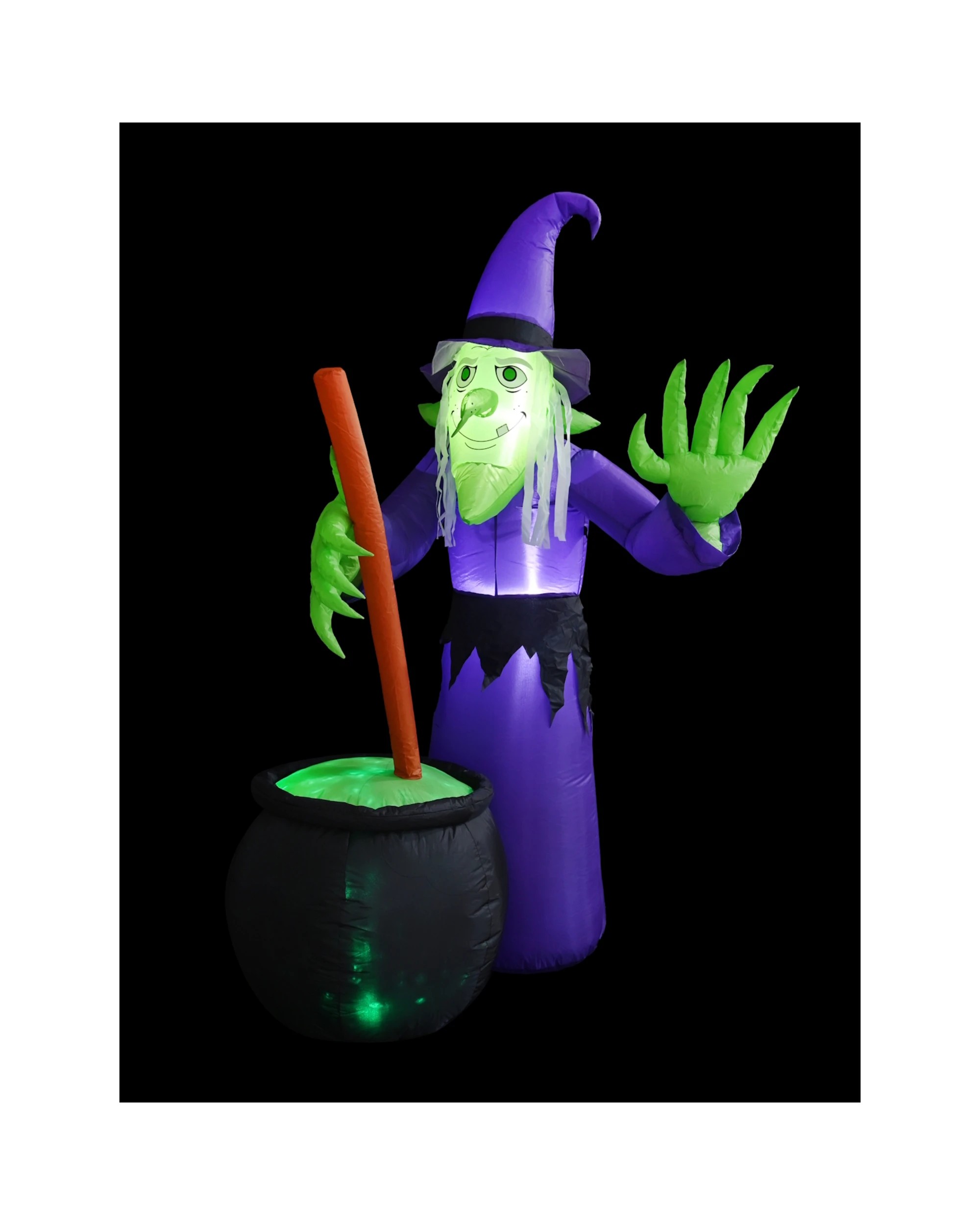 1 Uncle Bills Inflatable Witch Sorceress With Flashing Cauldron and LED Lights 180cm - Multi, 1 of 1