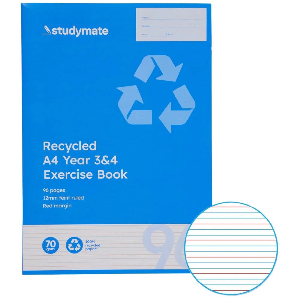 1 Studymate A4 12mm Exercise Book Year 3/4 QLD 96 Page Recycled, 1 of 3
