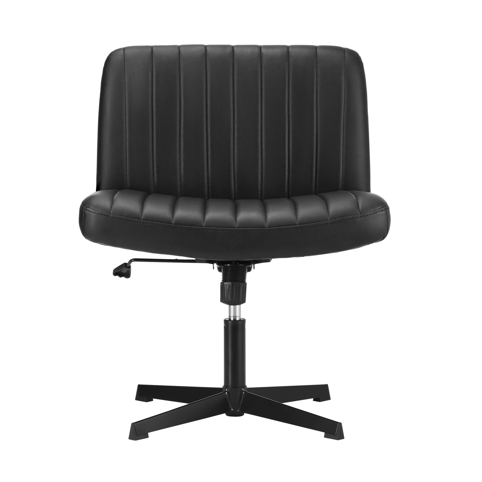 5 Oikiture Mid Back Armless Office Desk Chair Wide Seat Faux Leather
 - Black, 5 of 7