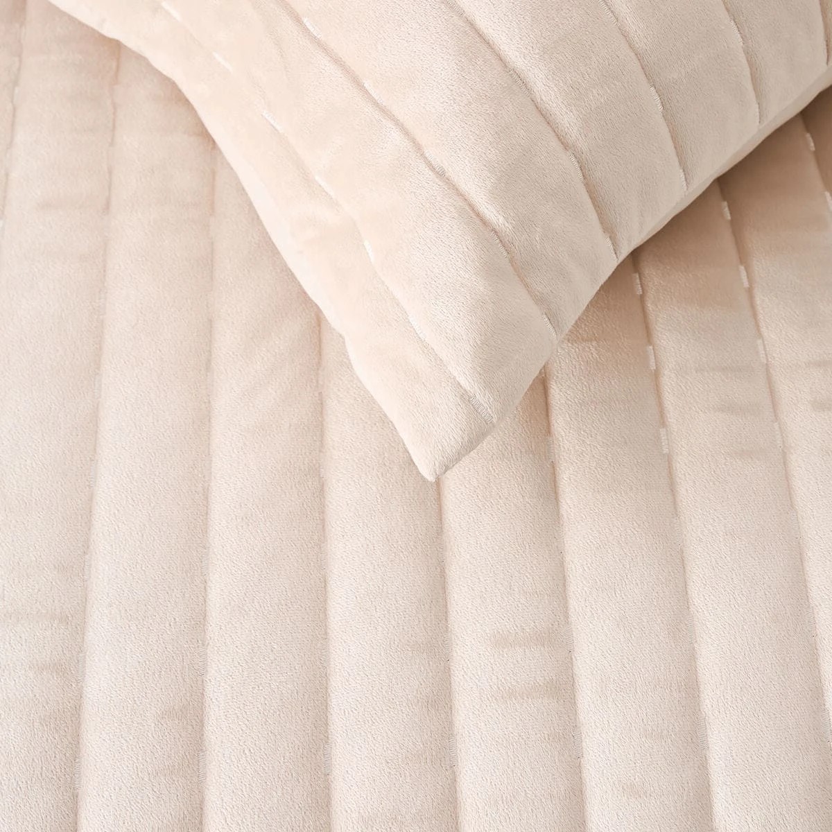 3 Velvet Coverlet Set - Queen/King Bed, Nude, 3 of 6