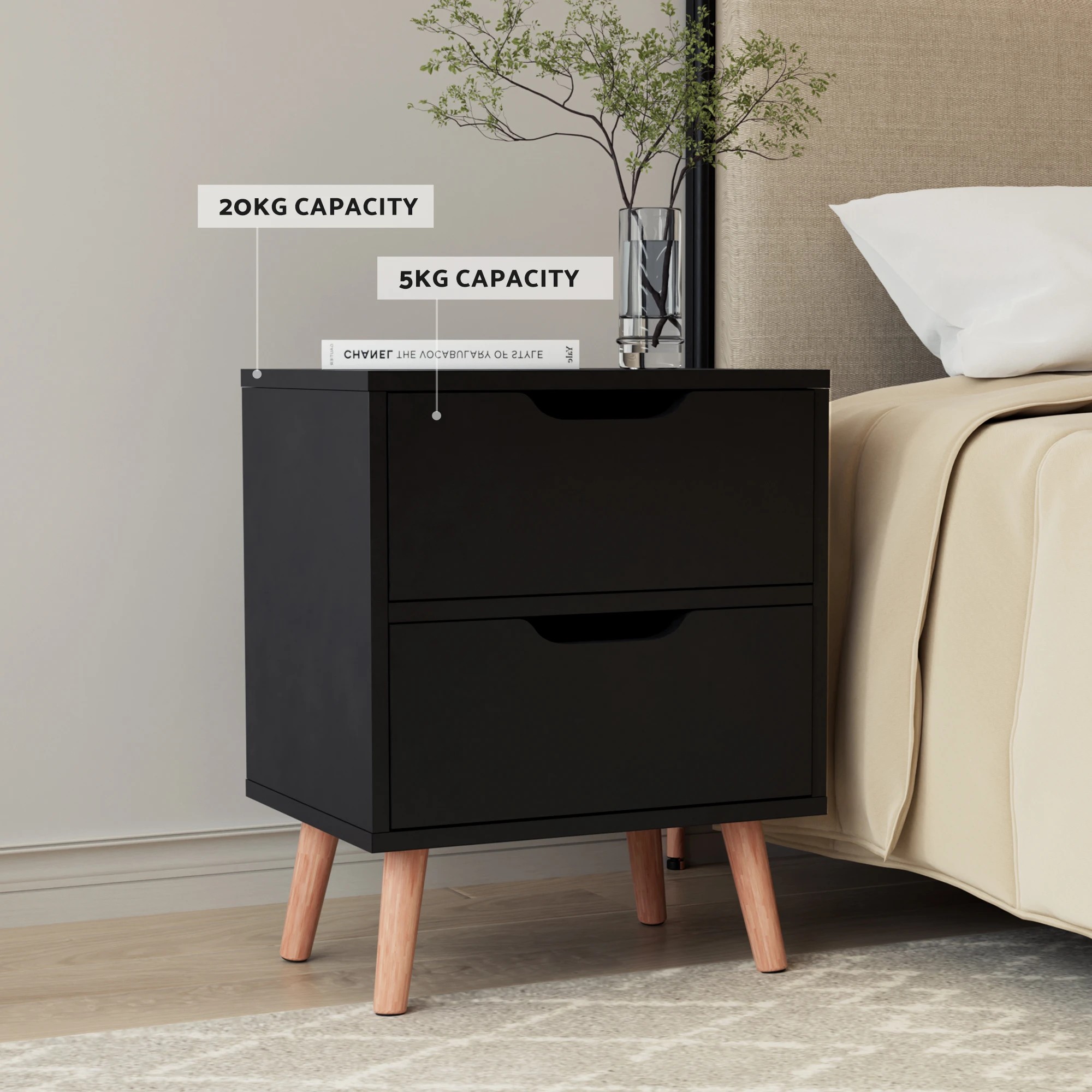 4 Artiss Double Bed Frame and Bedside Table Set Boucle  with Headboard  Nightstand - Multi, 4 of 5