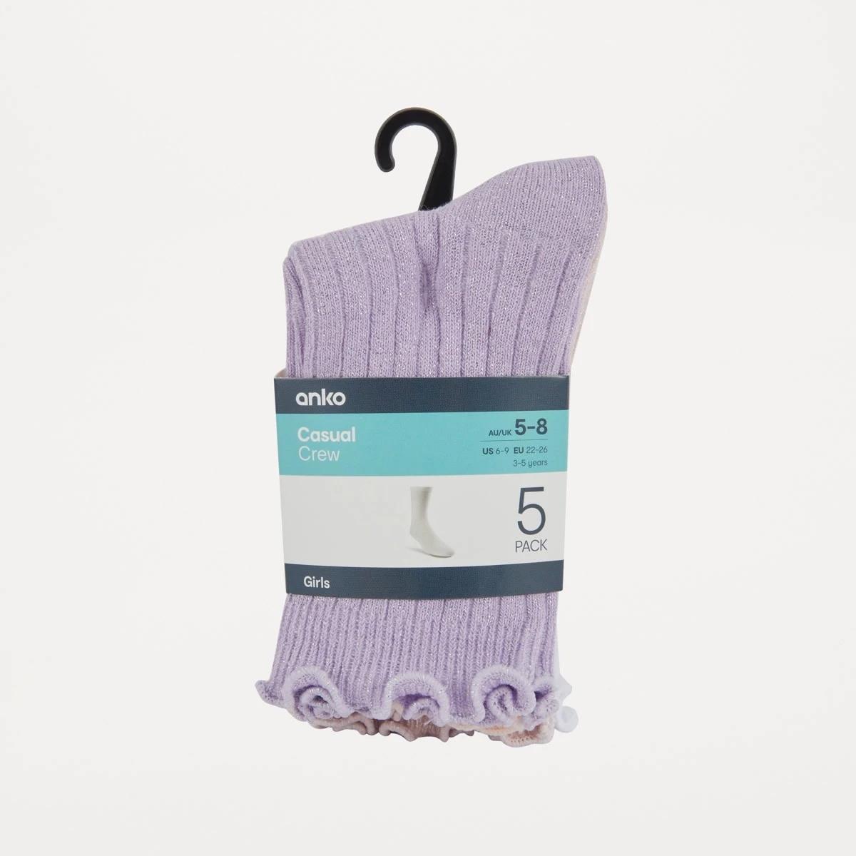 3 5 Pack Crew Socks Pur Solid, 3 of 3
