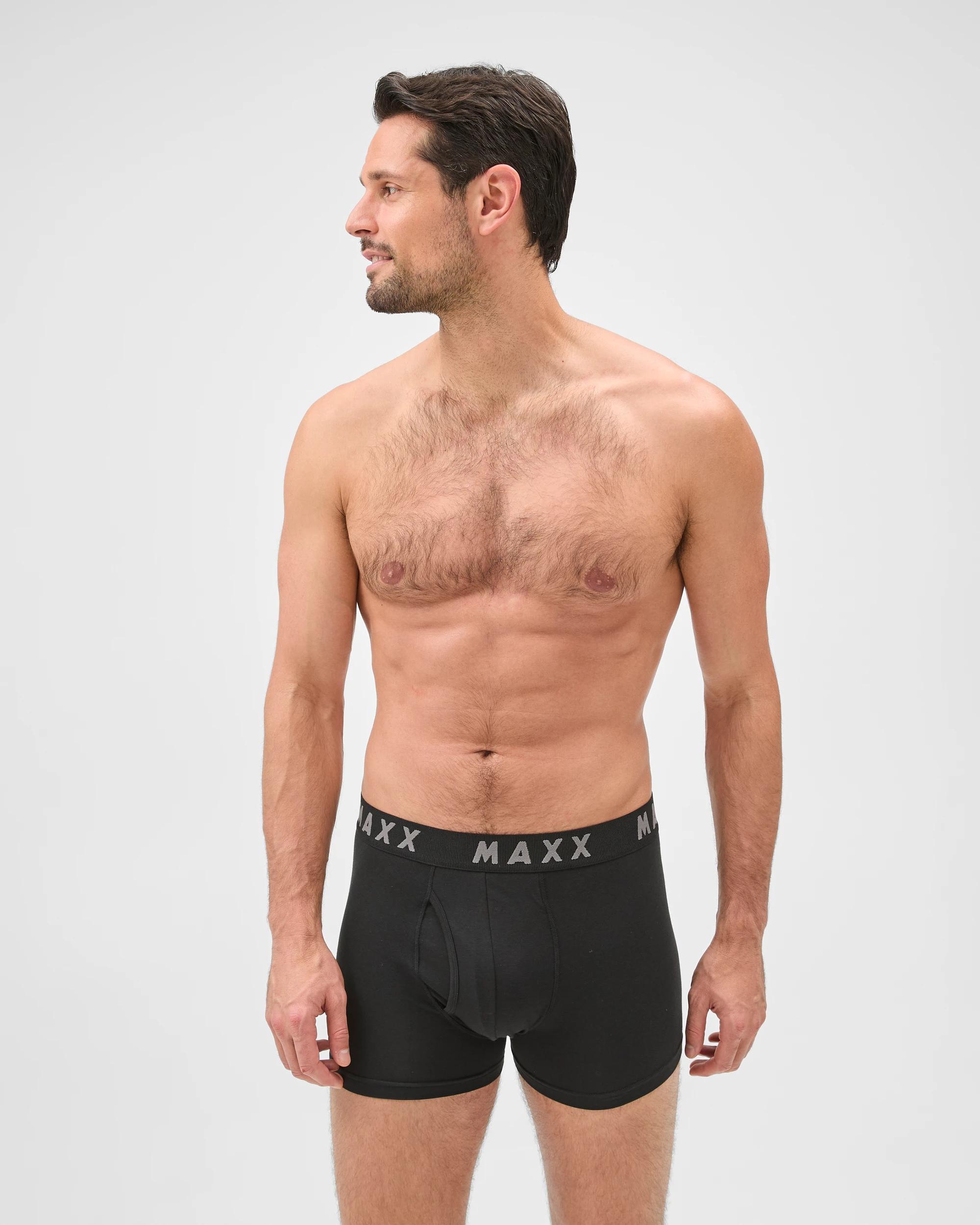 2 Maxx Cotton Modal Blend 3 Pack Flyfront Trunks BLACK, 2 of 4