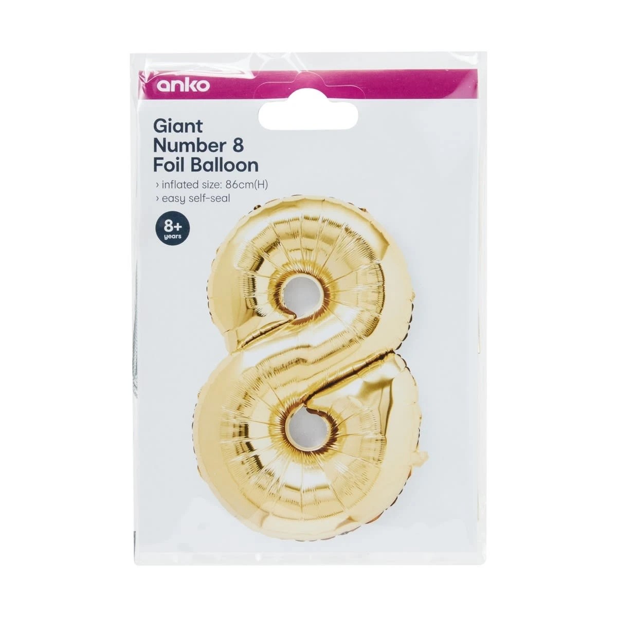 5 Gold Look Giant Number 8 Foil Balloon, 5 of 5