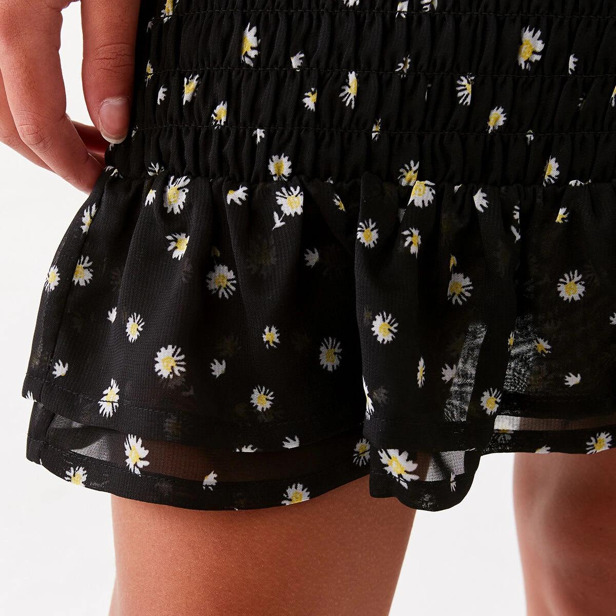 4 Shirred Skirt Daisy Blck, 4 of 8