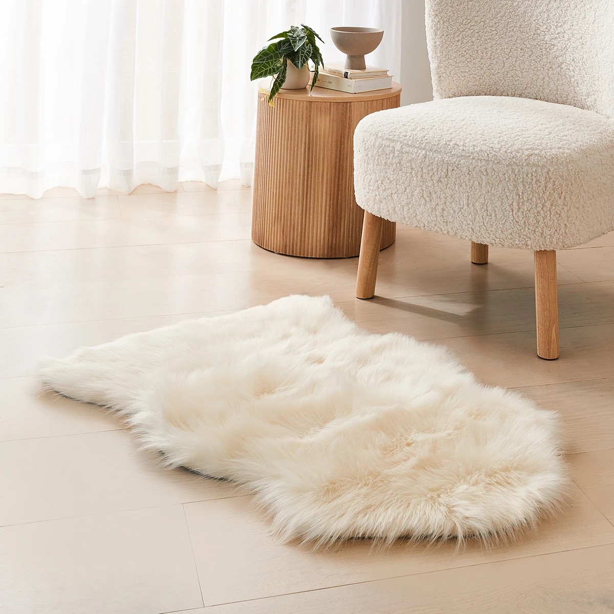 1 Cream Faux Fur Mat - Anko, 1 of 6