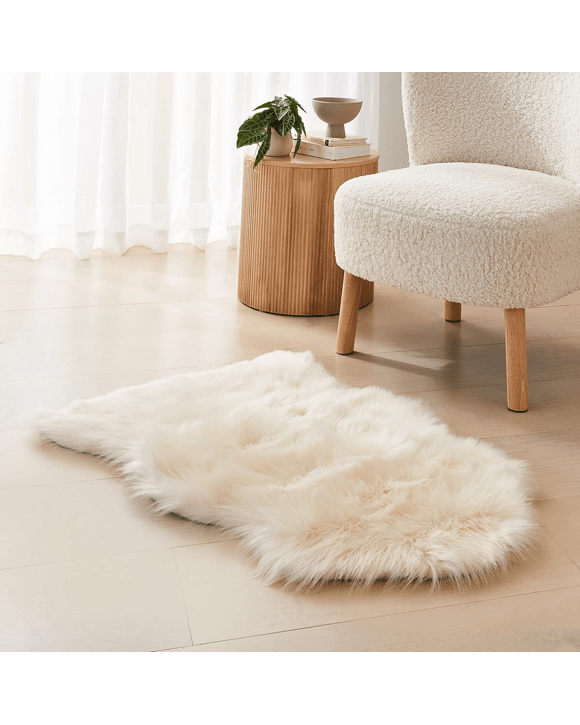Cream Faux Fur Mat Kmart