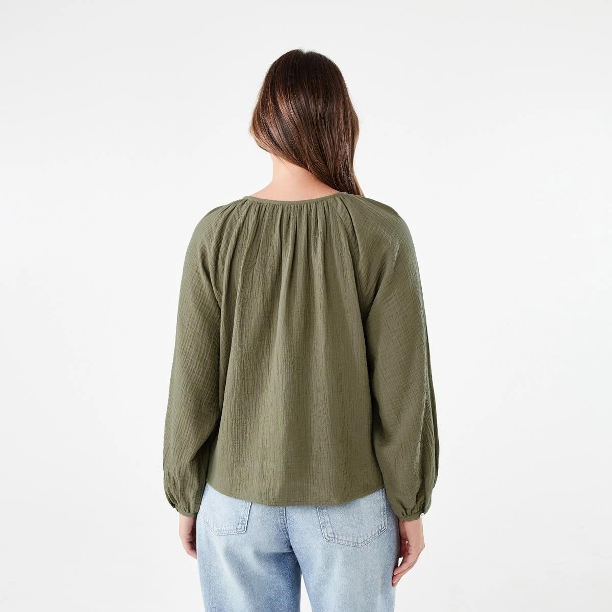 3 Long Sleeve Double Cloth Top PAVEMENT GREY, 3 of 6