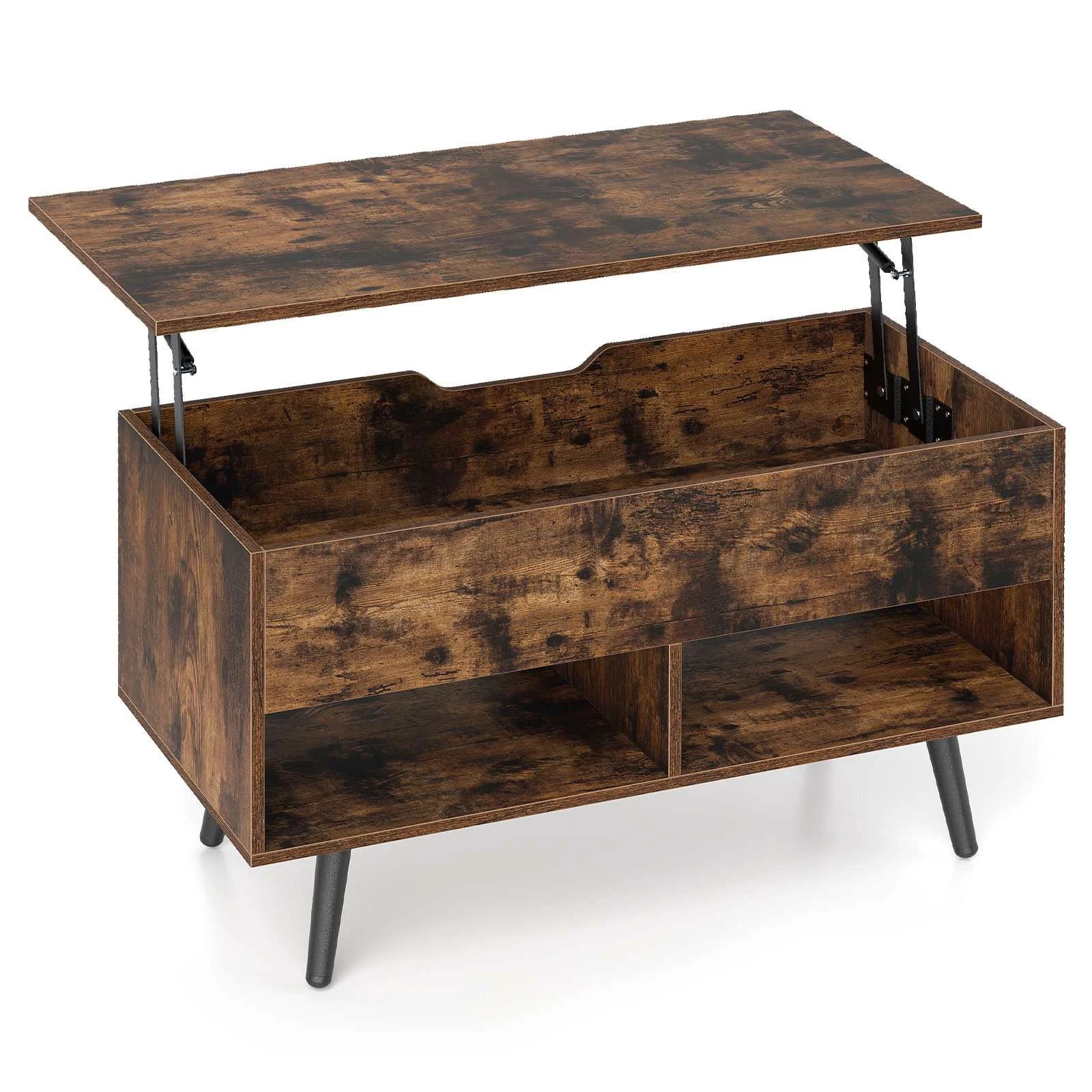 1 Costway 80cm Lift Top Coffee Table Modern Dining Table w/Hidden Storage Compartment - Brown, 1 of 5
