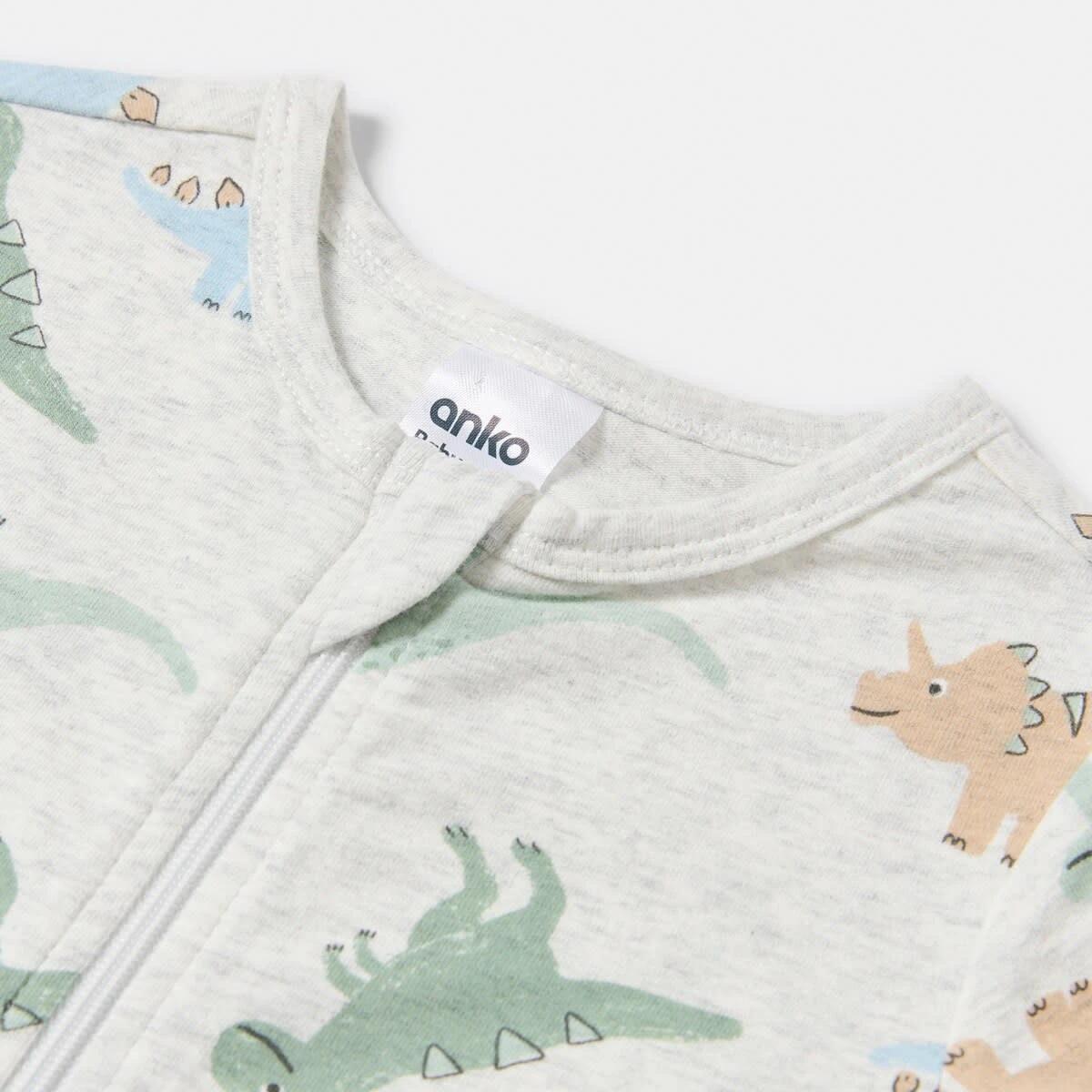 3 Short Sleeve Zip Romper WHITE MARLE DINOS, 3 of 4