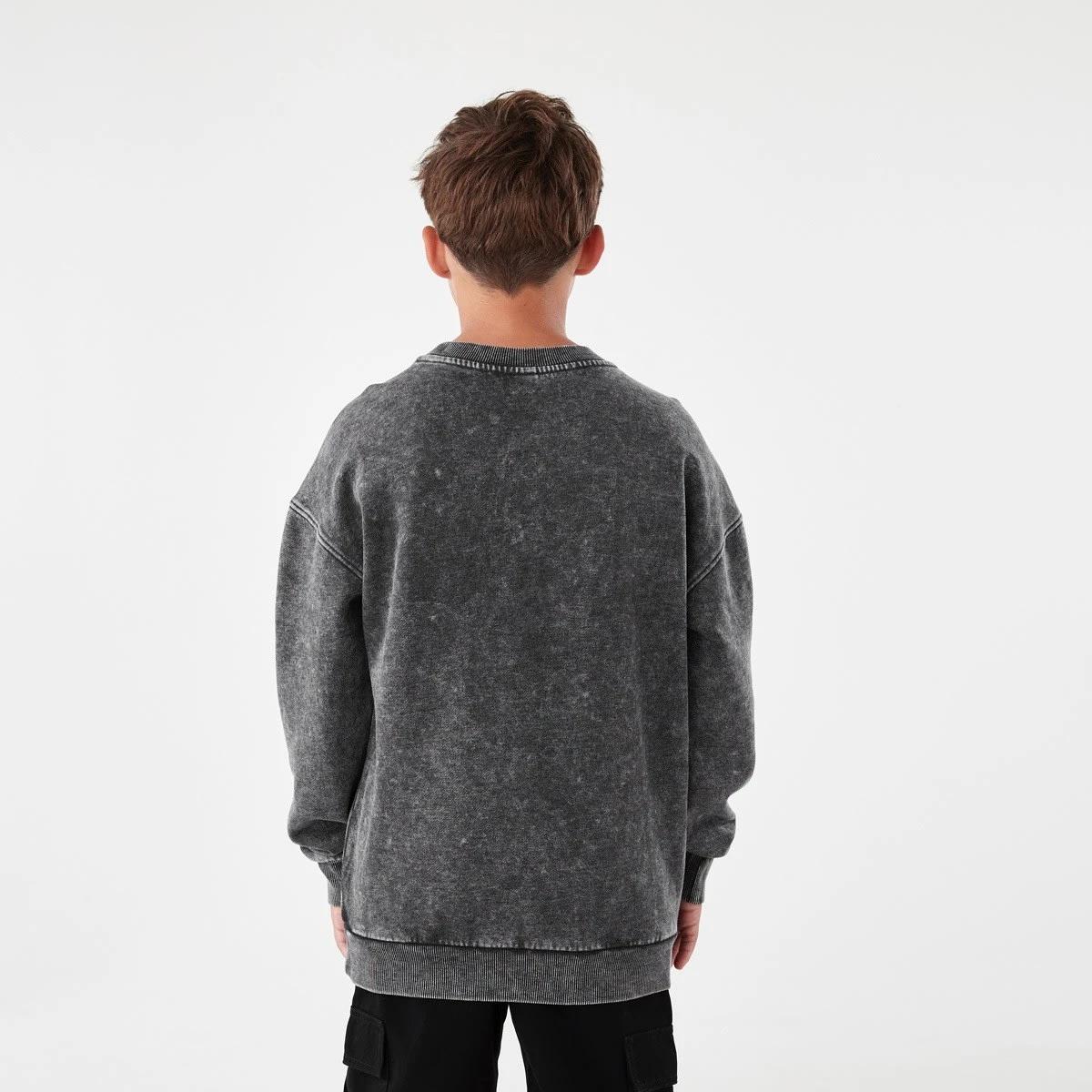 2 Oversized Washed Crew Neck Sweatshirt Black, 2 of 6