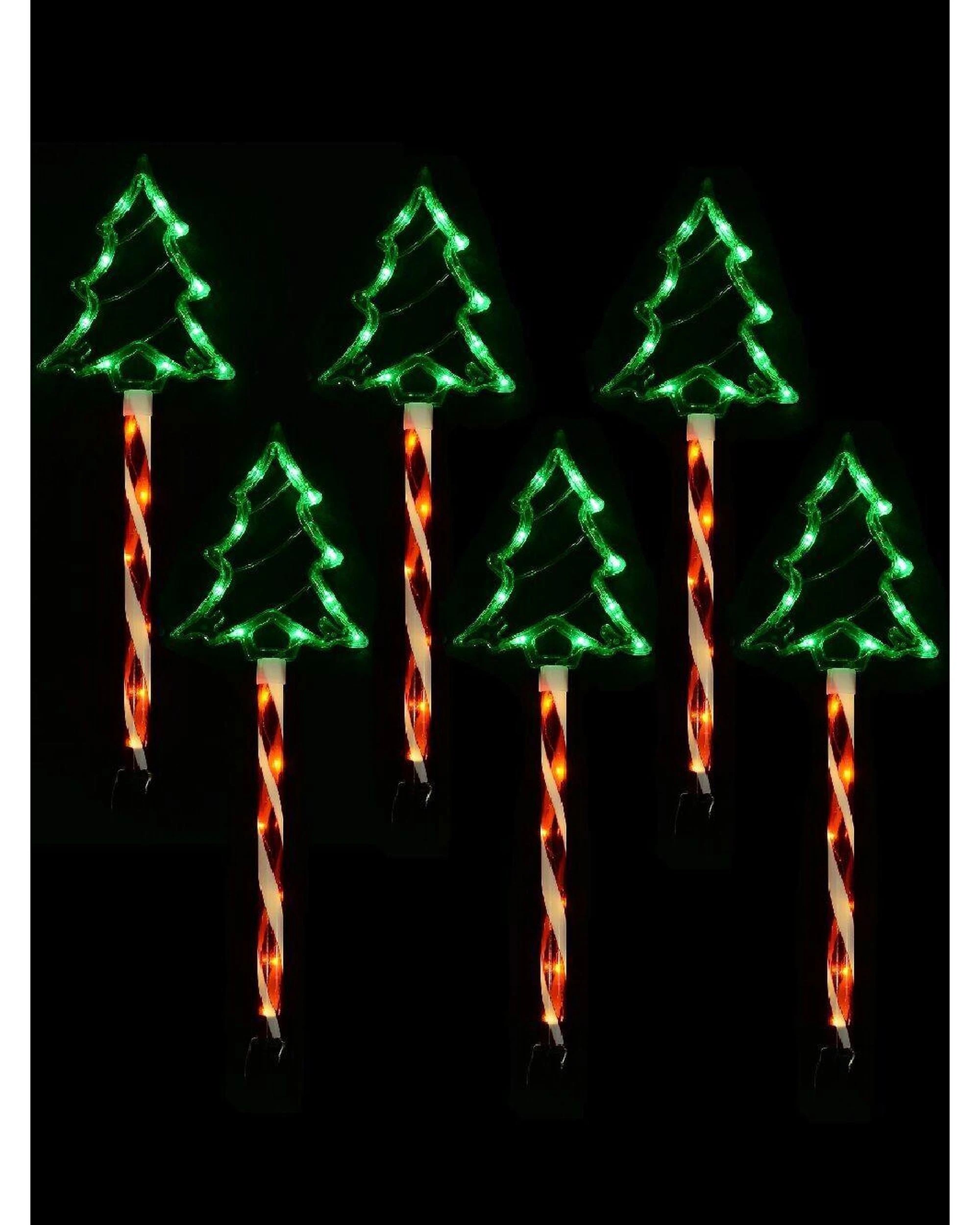 Christmas Warehouse 6x LED Christmas Tree & Spiral Path Lights - Hybrid ...