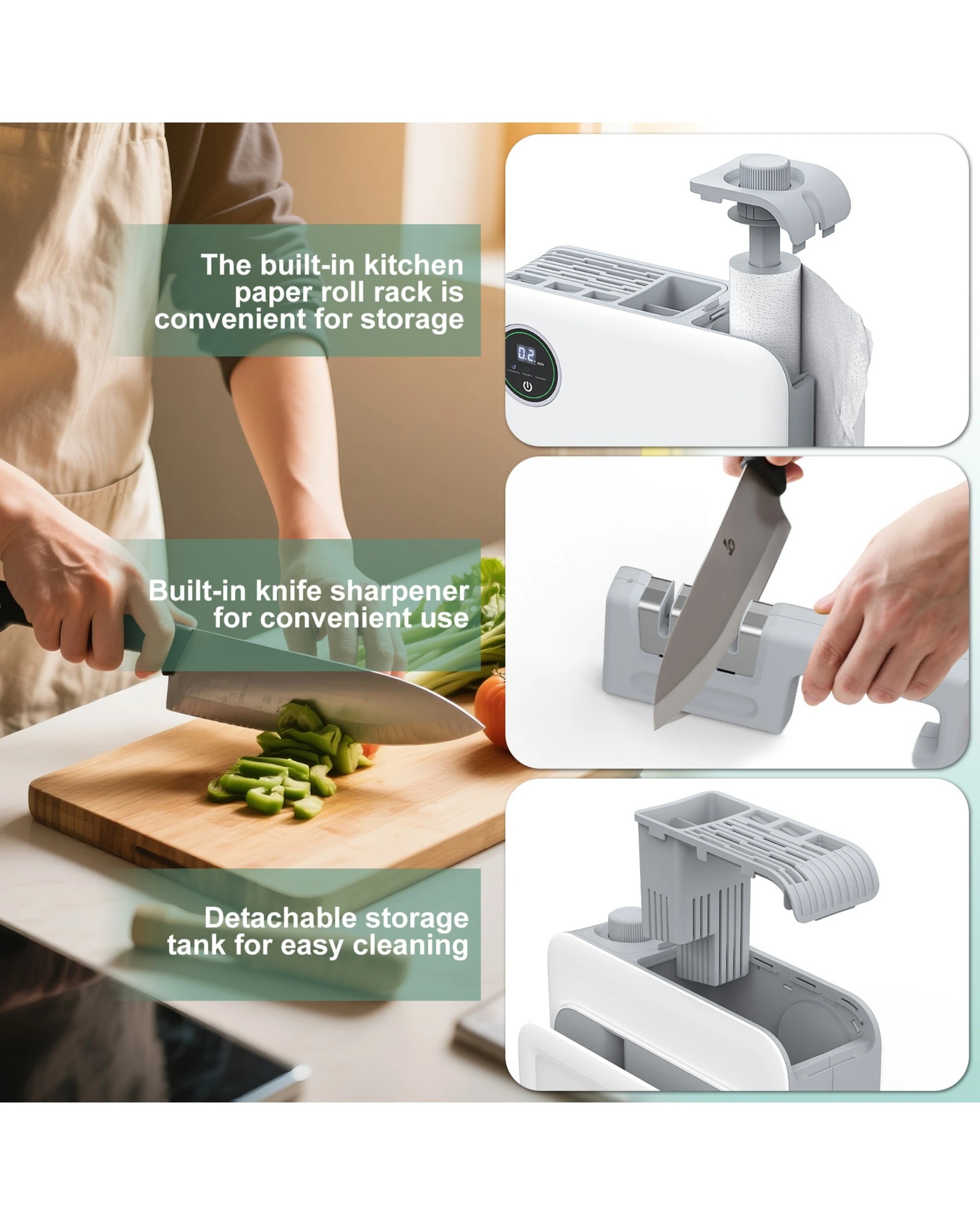 5 Advwin Knife Sterilizer And Sharpener Station, Kitchen Cutlery Disinfection Rack With 3 Modes, 5 of 7