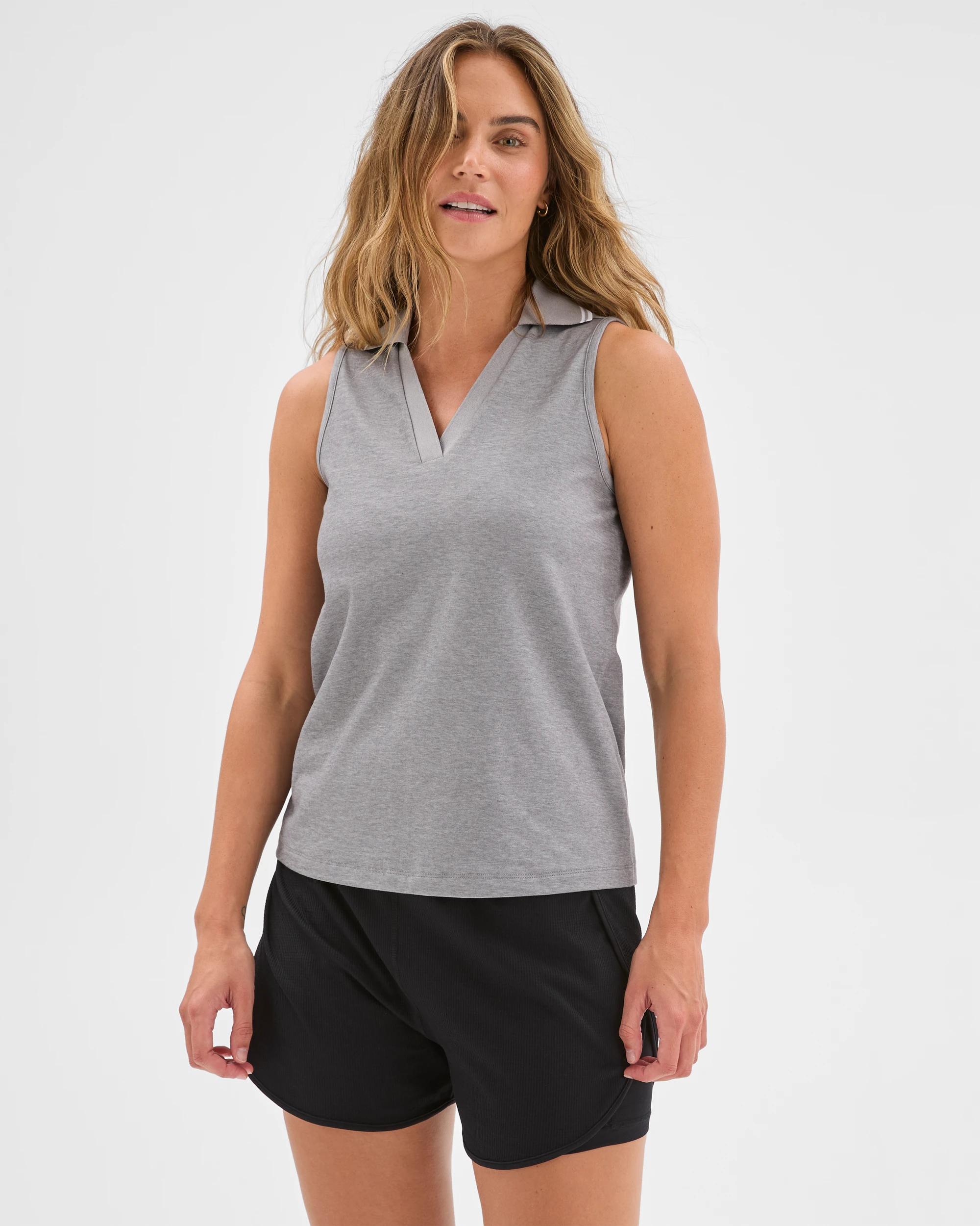 4 Target Active Polo Tank Top SILVER MARLE/WHITE, 4 of 6