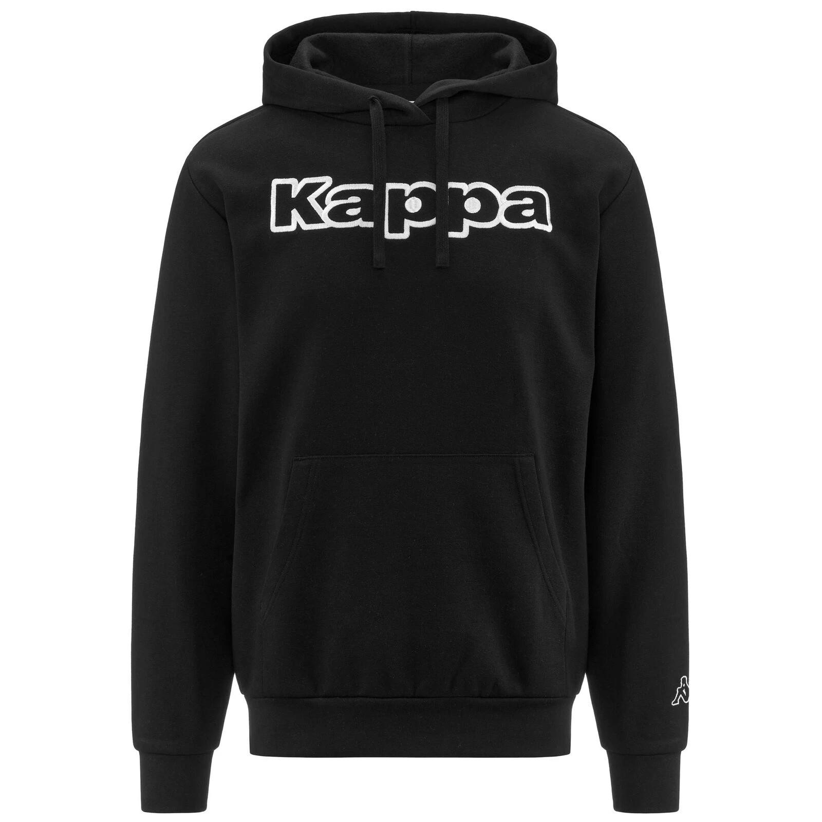 1 Kappa Mens Logo Dafers Black/White Sweatshirt Performance Jumper BLACK/WHITE, 1 of 3