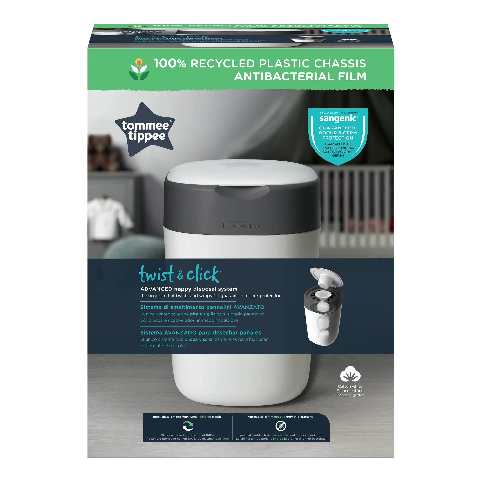 2 Tommee Tippee Twist & Click Advanced Nappy Disposal System - White, 2 of 10