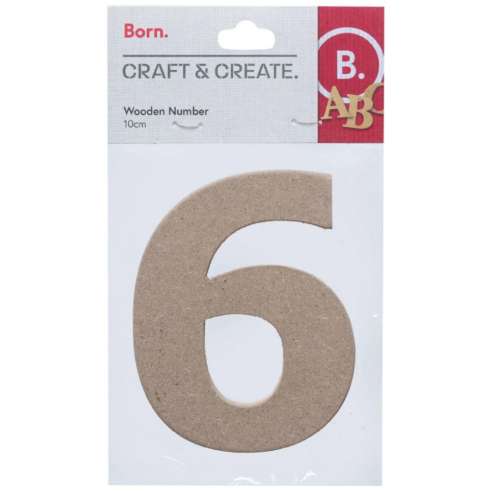 1 Born Wooden Number 6 10cm, 1 of 3