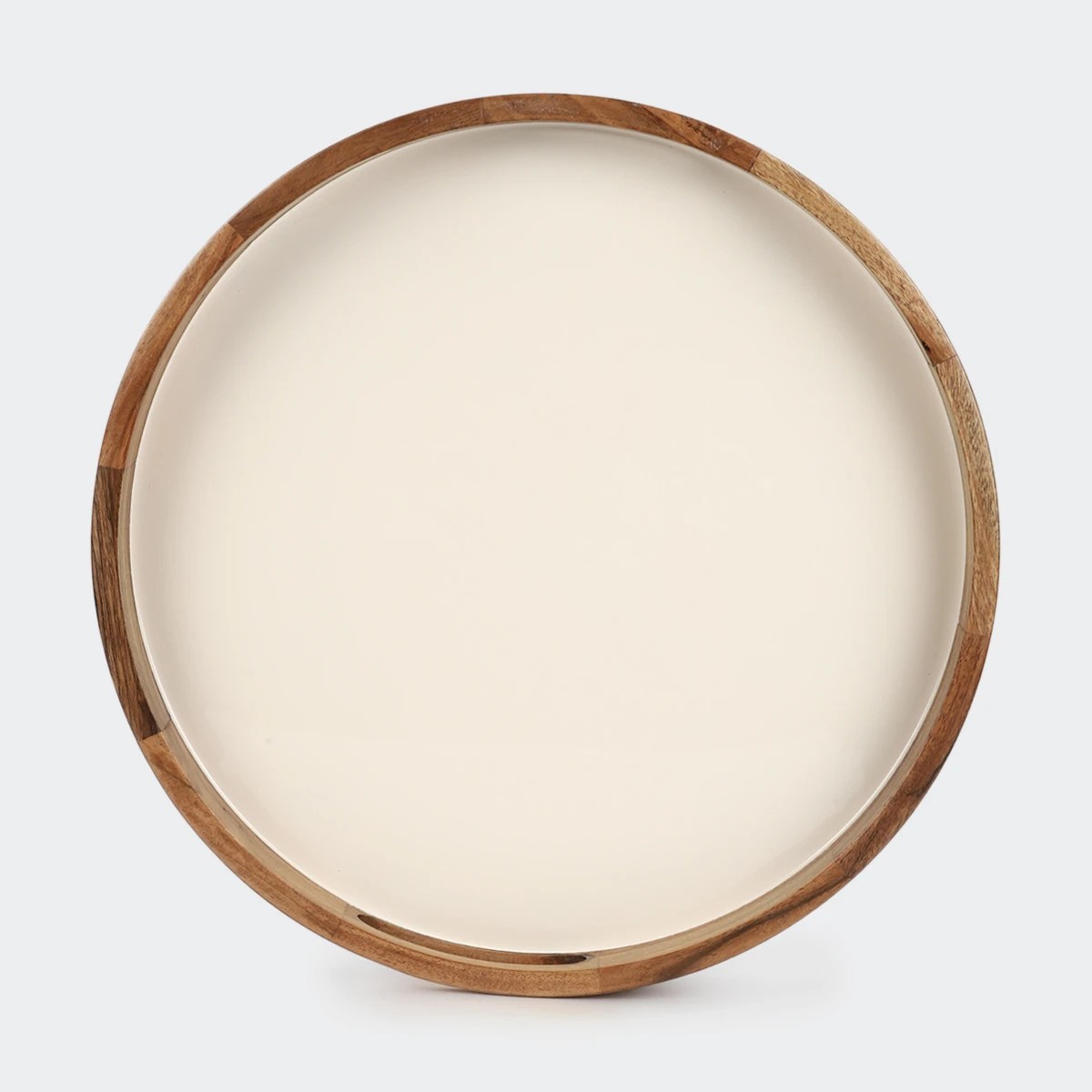 3 White Enamel Acacia Tray, 3 of 5