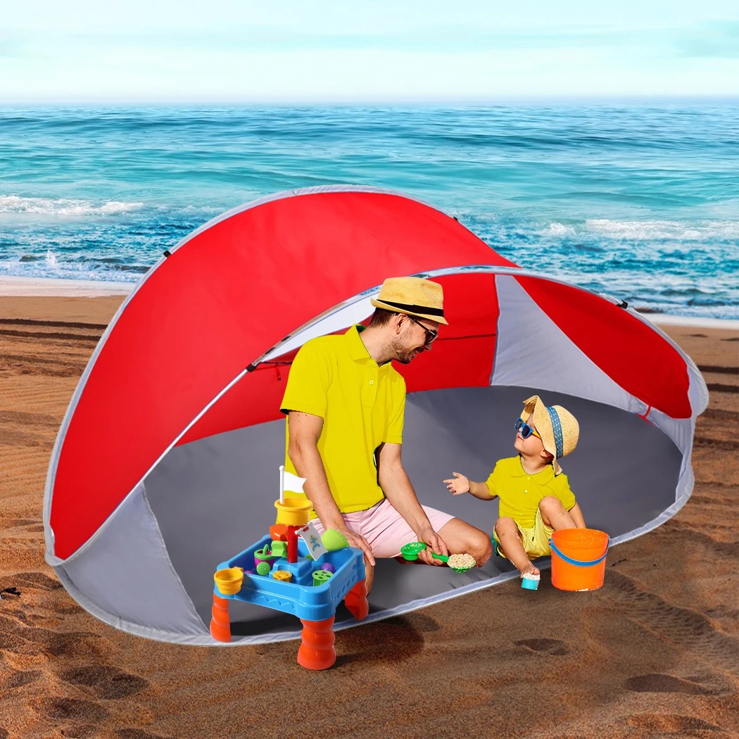 8 Mountview 4 Person Family Size Pop Up Camping Tent Beach Shelter In Colour - Red, 8 of 9