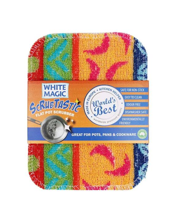 White Magic Scrubtastic Flat Pot Dish Washing Scrubber Pan Cleaner - Multi