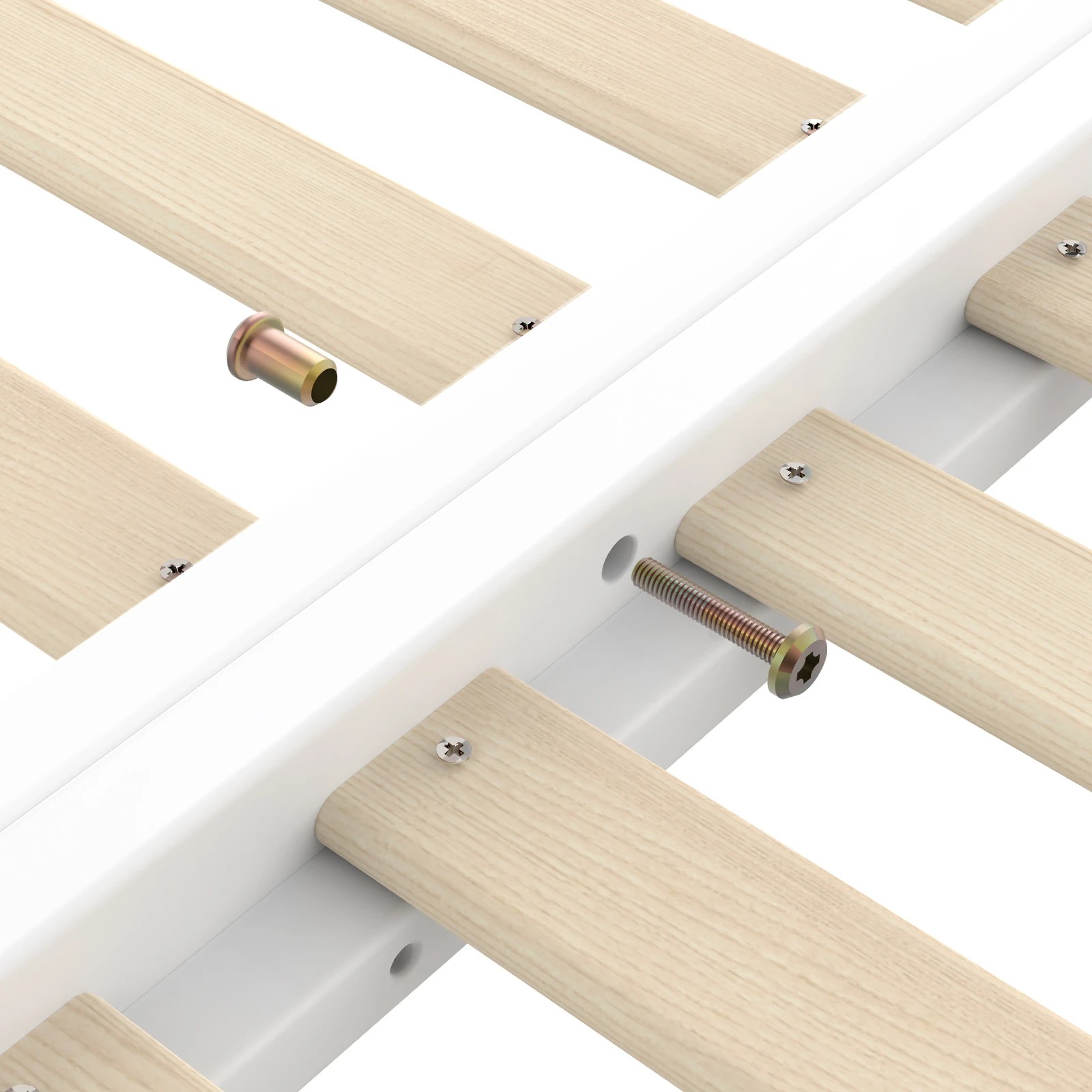 9 Alfordson Bed Frame 2x Single Size Trundle Wooden Mattress Base Timber - White, 9 of 10