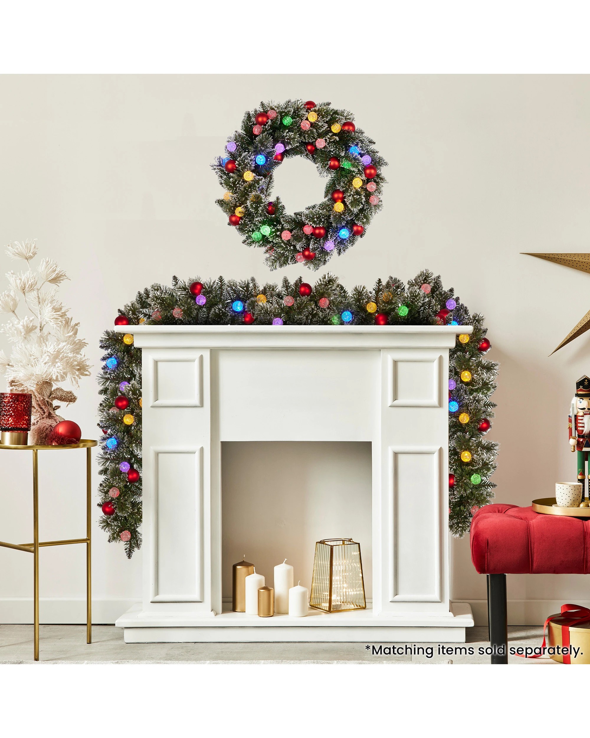 8 Christabelle 2.74m Christmas Garland Snowy With Led Lights Multicolour Tree Decoration Ornament, 8 of 8