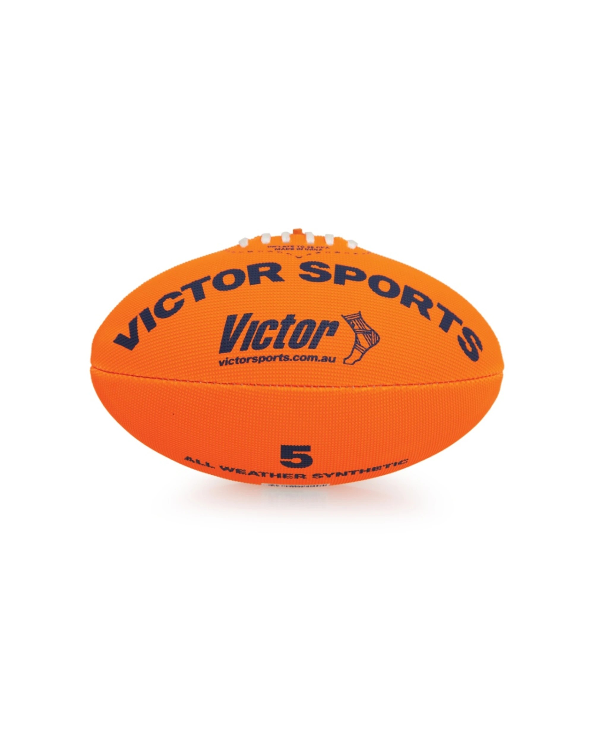 2 Victor Sports Synthetic Football Durable AFL Ball Size 5 Hand-Stitched - Orange, 2 of 4