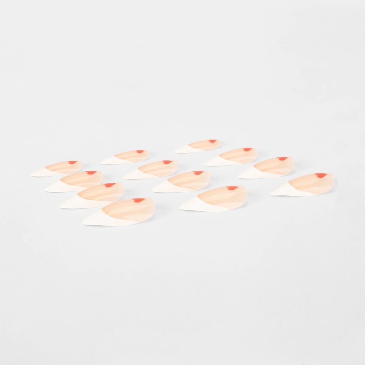 4 OXX Cosmetics 24 Pack False Nails with Adhesive - Stiletto Shape, French Tip Heart, 4 of 5