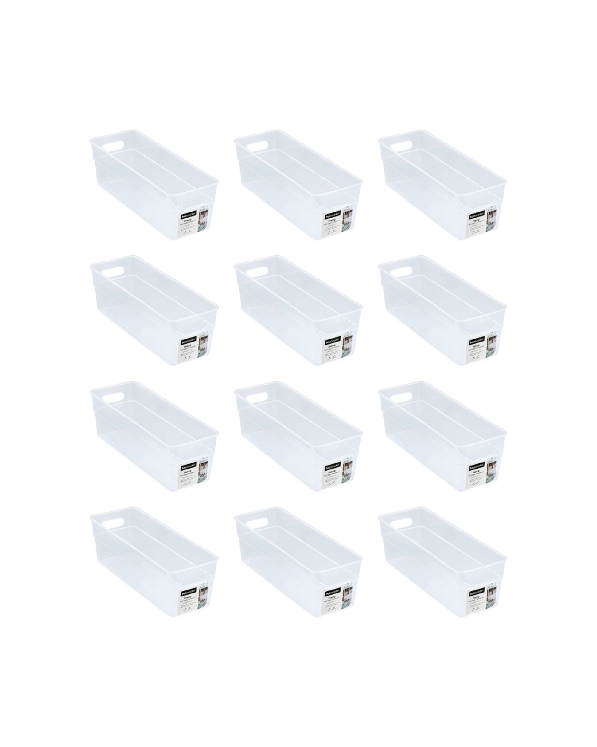 1 Boxsweden 12PK Nova Home Office Plastic Storage Container 1.8L 28x10x9.5cm - Clear, 1 of 5