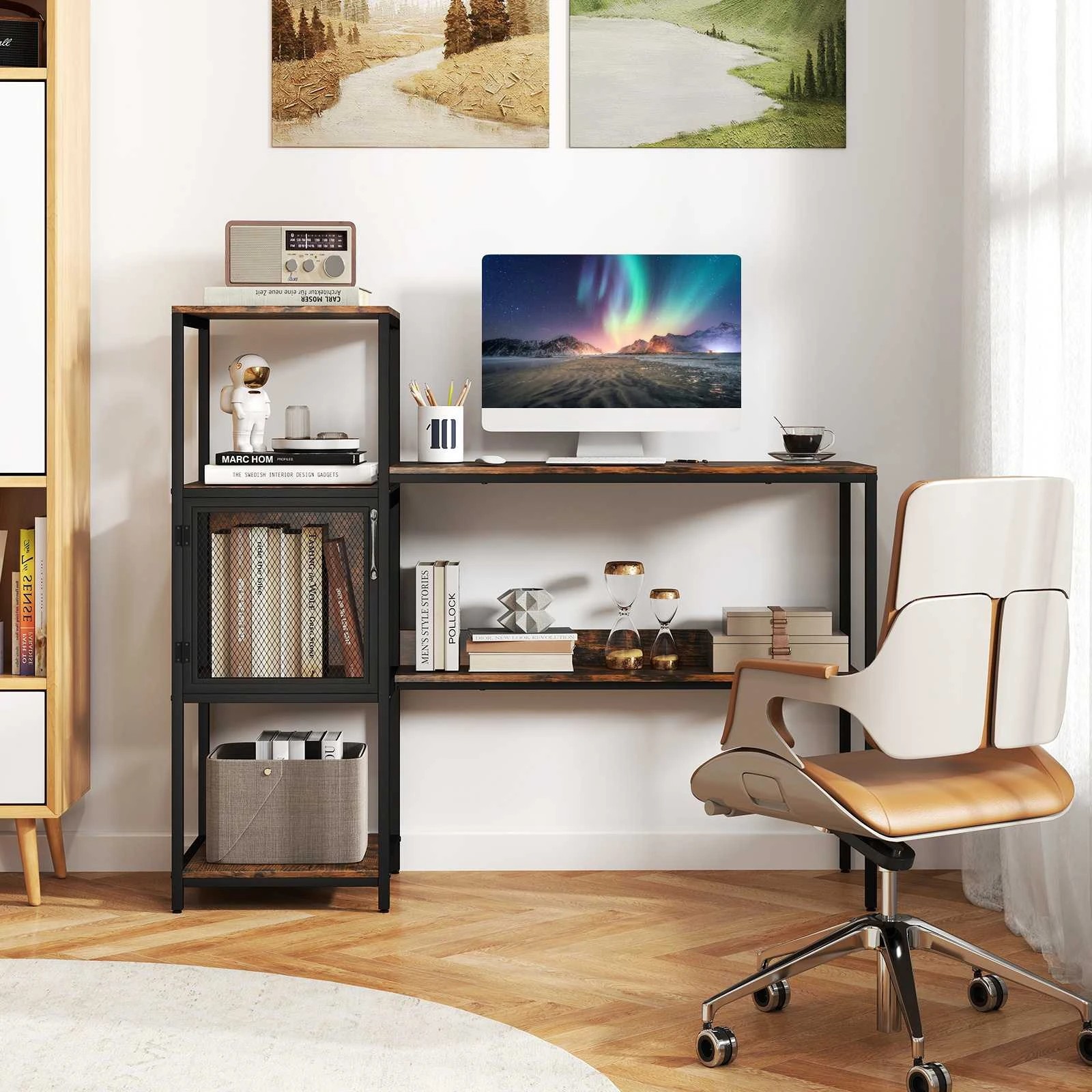 3 Costway Home Office Computer Desk w/Bookshelf Corner Study Table Writing Workstation, 3 of 3