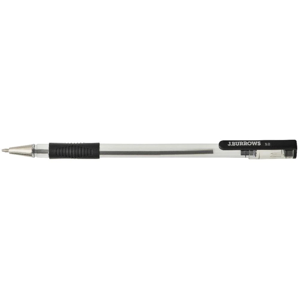 2 J.Burrows Grip Ballpoint Pens 1.0mm Black 10 Pack, 2 of 2