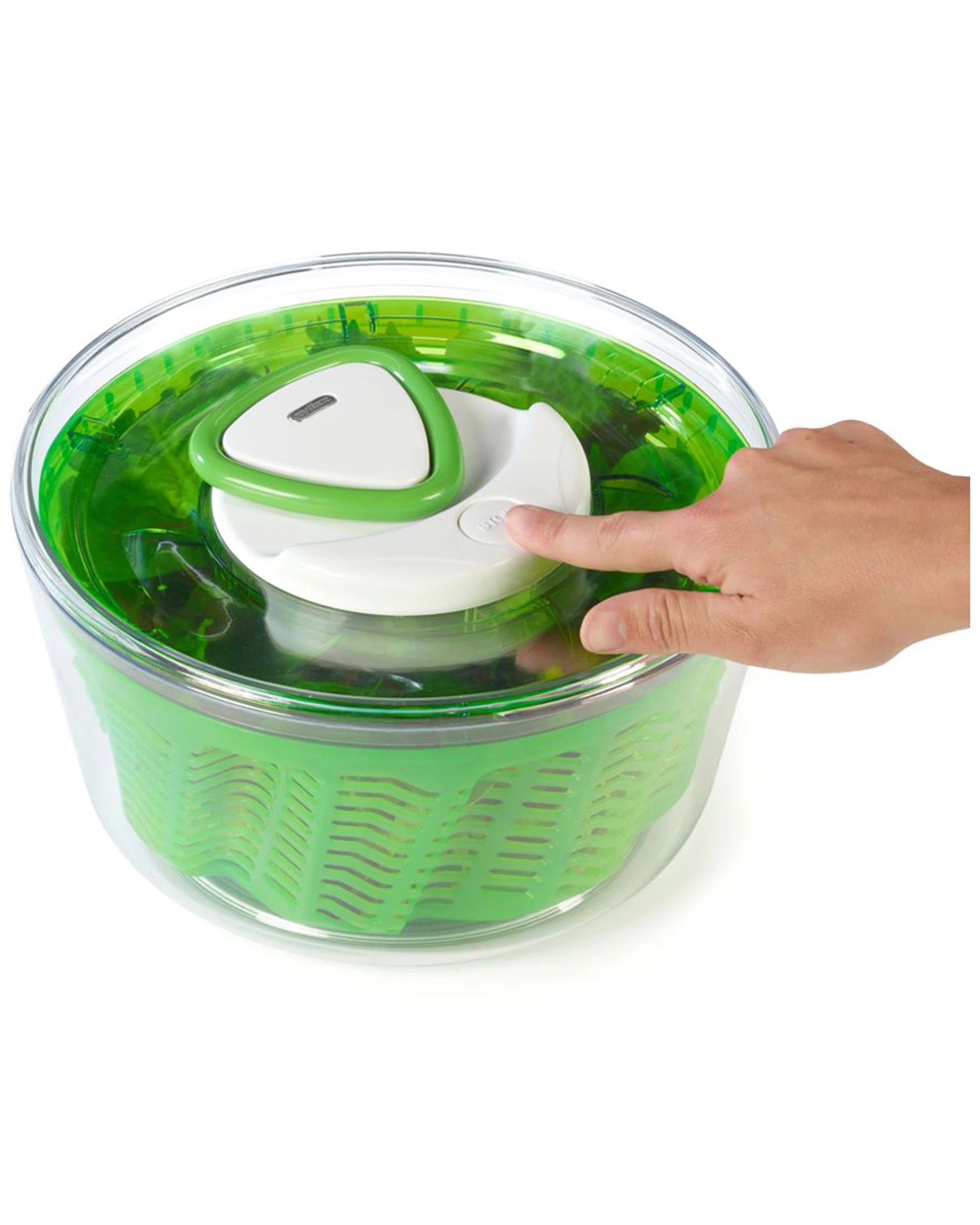 2 Zyliss 22cm Easy Spin Salad Spinner — Compact Durable Small Salad Dryer Green - Green, 2 of 5