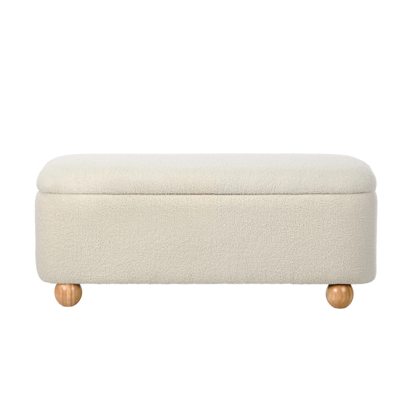 9 Oikiture Storage Ottoman Bench Ball Feet Teddy Boucle - Beige, 9 of 10