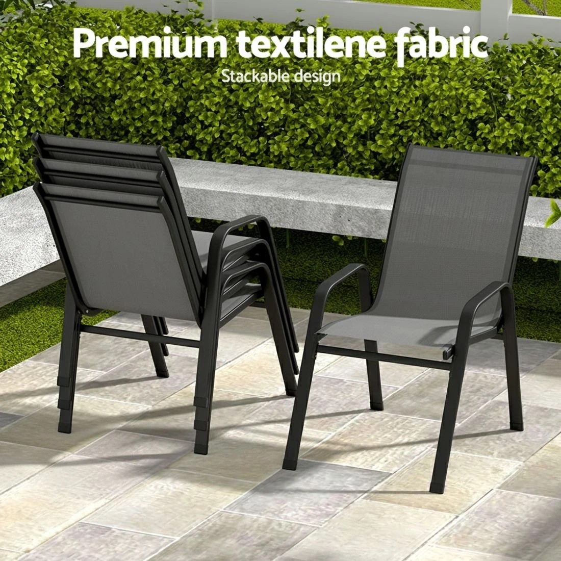 5 Gardeon 5PC Outdoor Dining Set Table and Chairs Patio Furniture Bistro Set Garden - Grey, 5 of 6