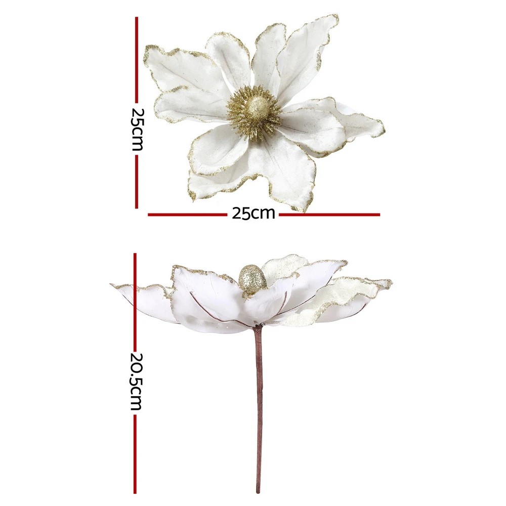 2 Jingle Jollys 14Pcs Christmas Tree Flower Set Garland Wreath Poinsettia - White, 2 of 5