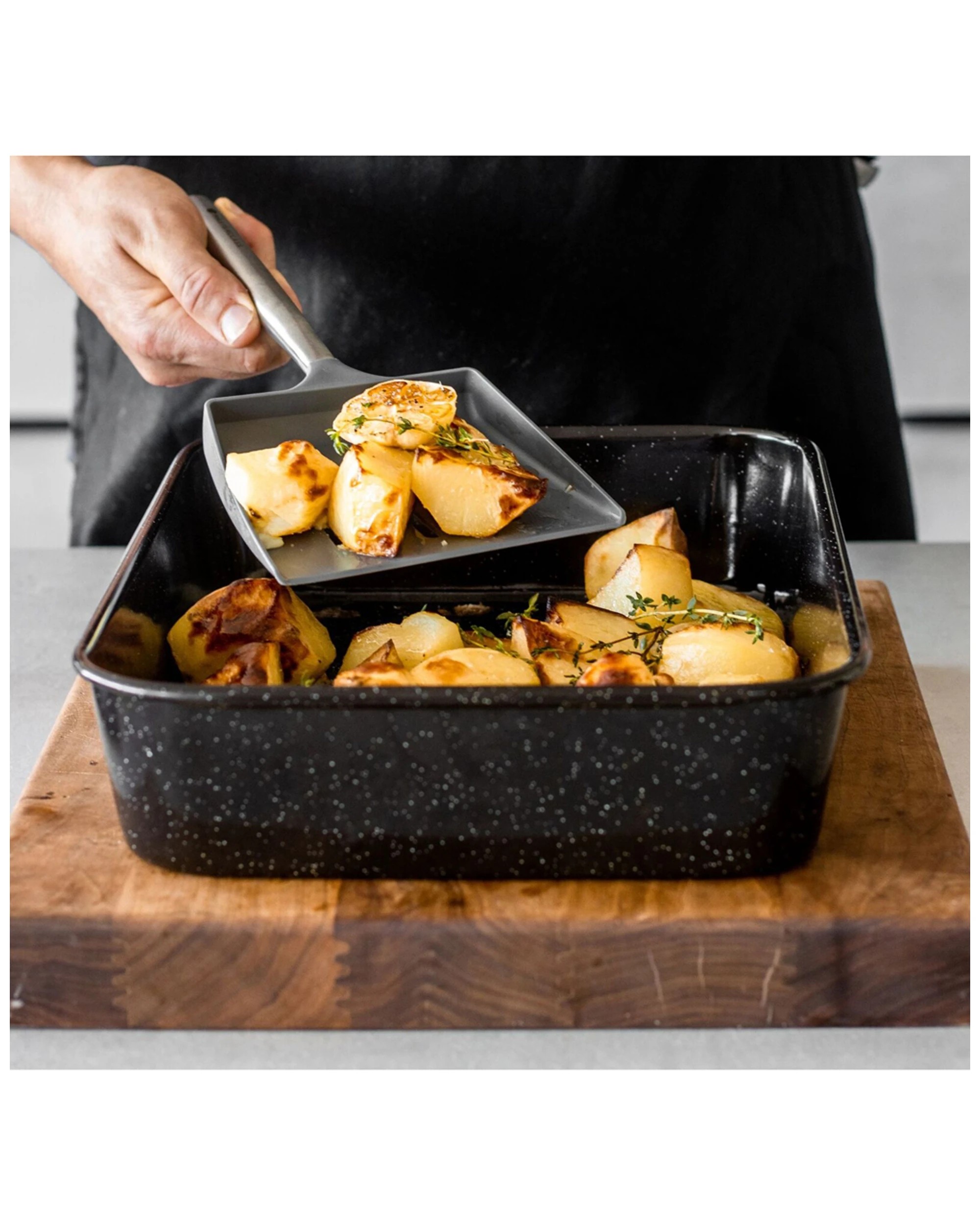 2 MasterCraft Pro Vitreous 40x28cm Enamel Rectangle Roasting Pan Heavy Duty - Black, 2 of 4