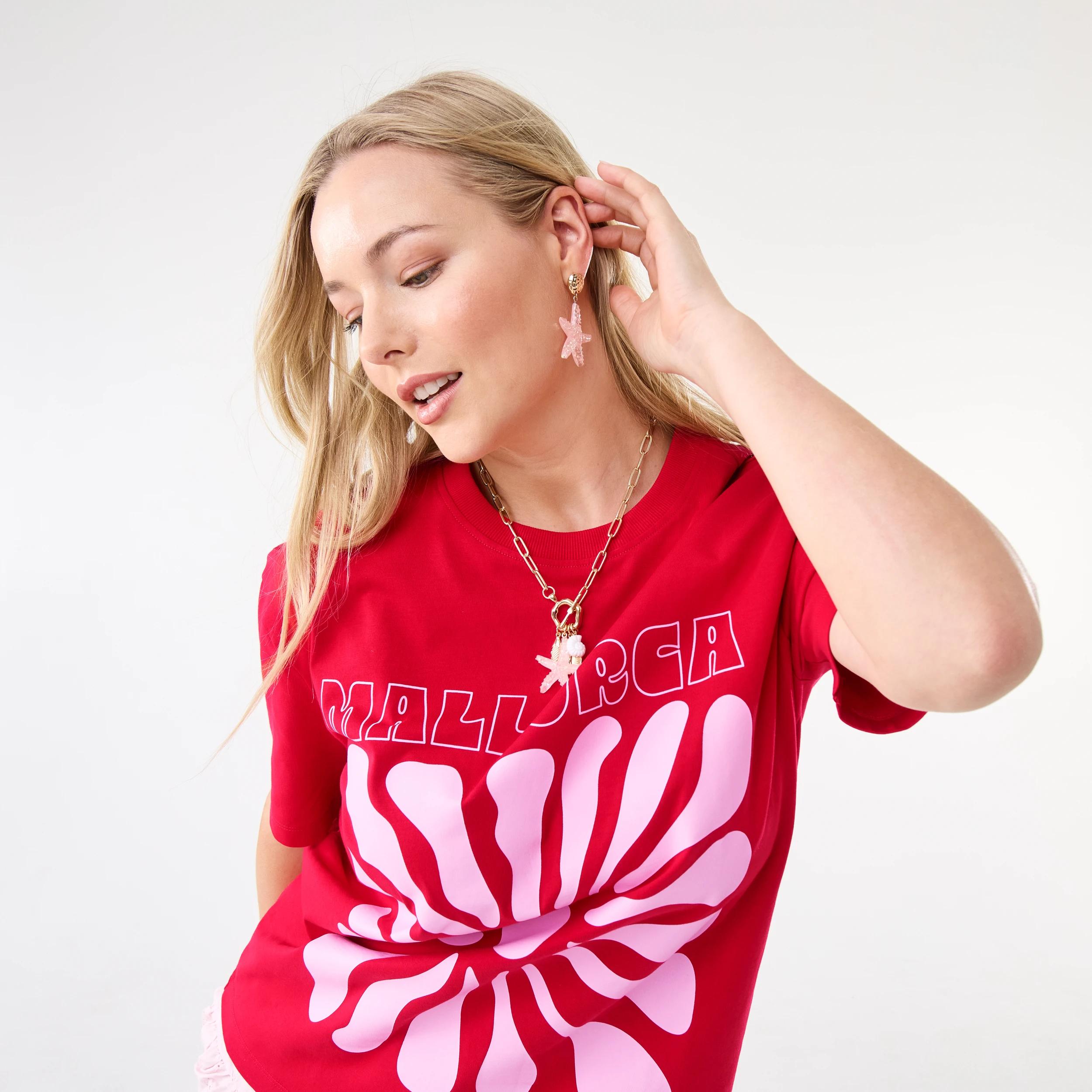 4 Starfish Drop Earrings - Pink and Gold Tone Gold, 4 of 5