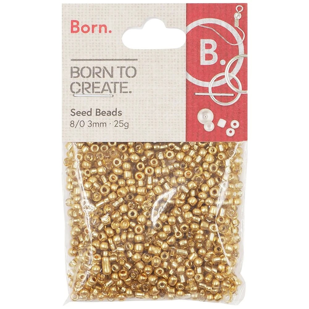 1 Born Seed Beads 8/0 3mm 25g Gold, 1 of 1