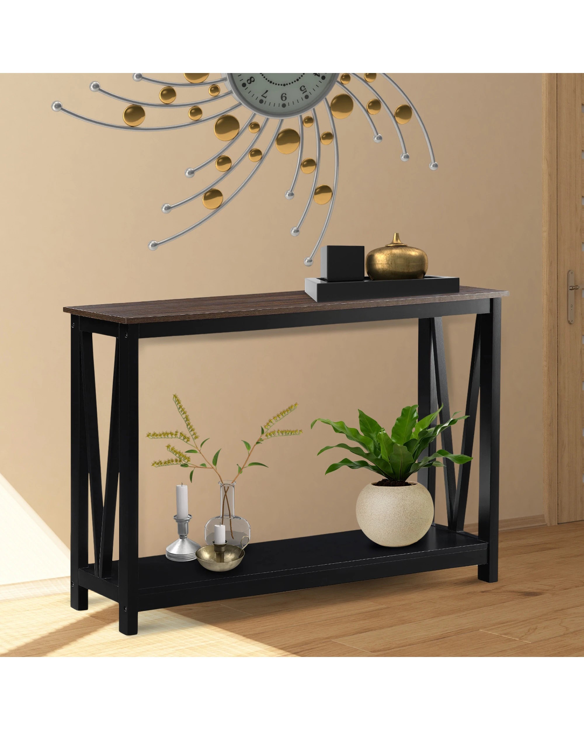 9 Sarantino Cielo 2-tier Console Table Dark Walnut, 9 of 10