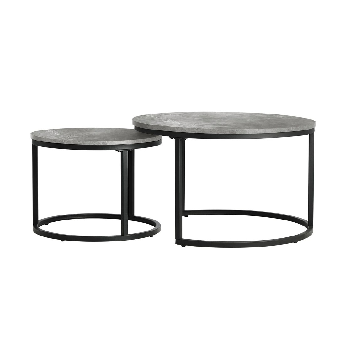 8 Oikiture Set Of 2 Coffee Table Round Marble-like Nesting Side Tables
 - Grey, 8 of 10