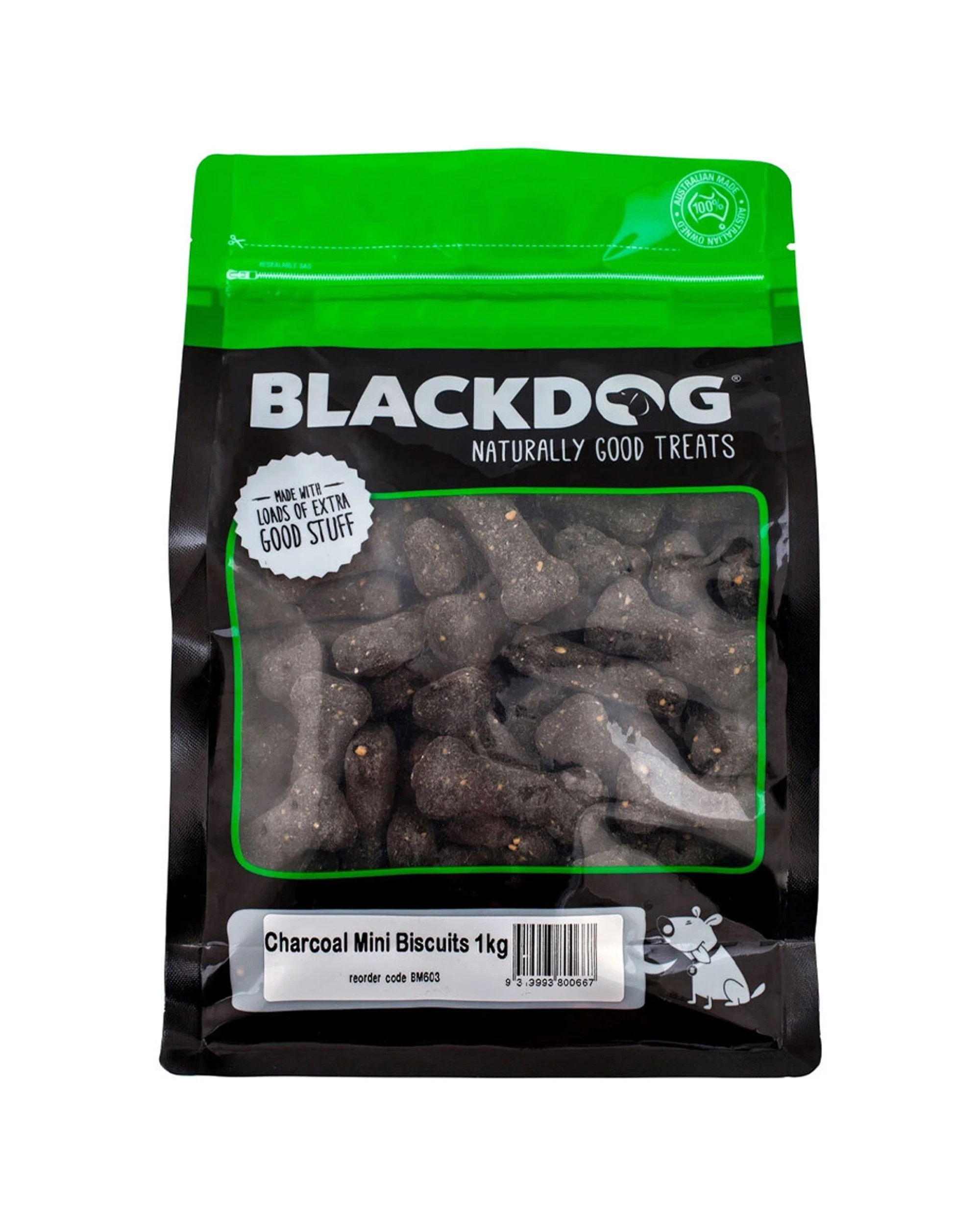 1 Blackdog 1kg Mini Charcoal Biscuits Dog Puppy Pet Healthy Oven Baked Treats - Black, 1 of 2