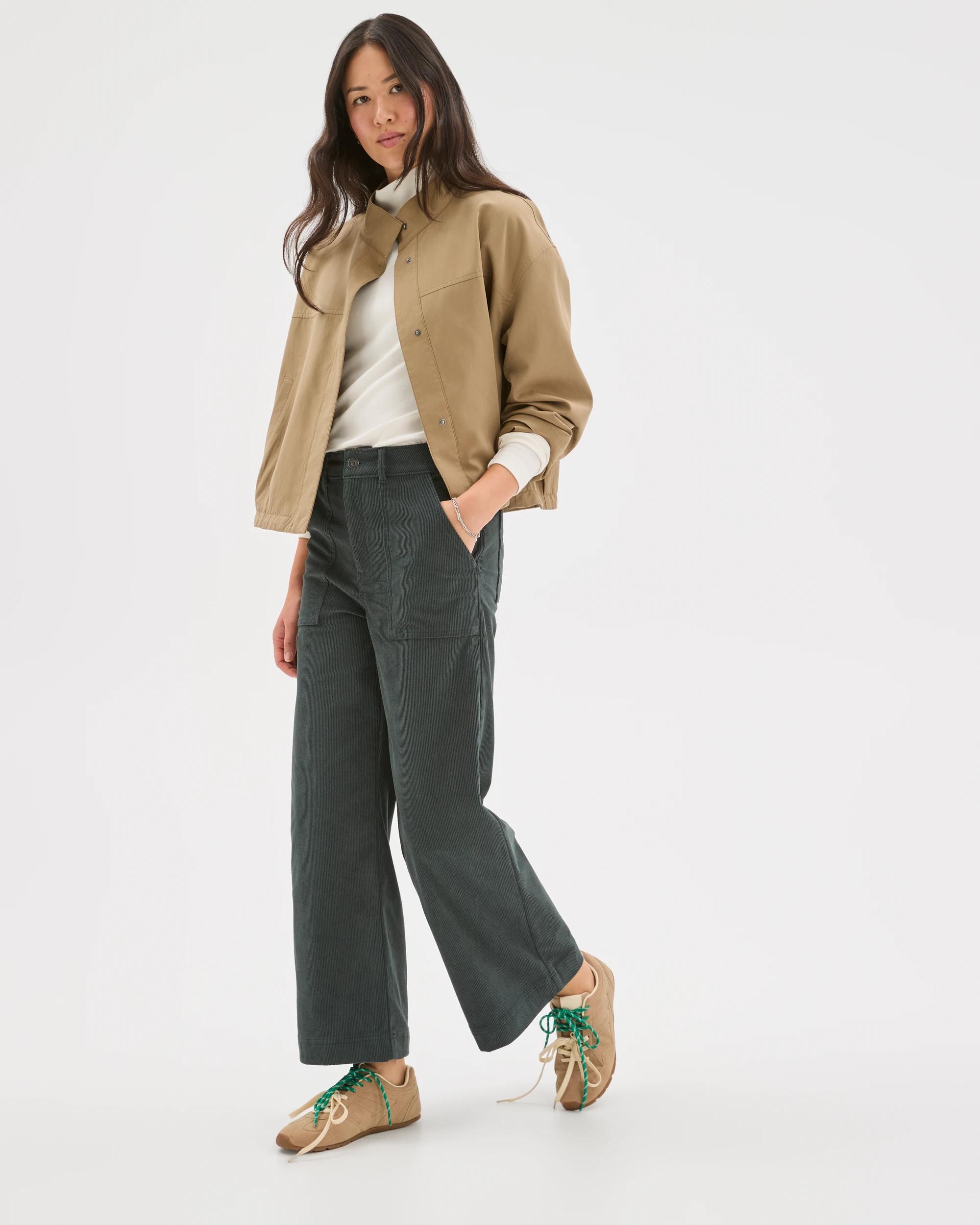 6 Target Woman Crop Length Wide Leg Corduroy Pants MIDNIGHT JADE, 6 of 7