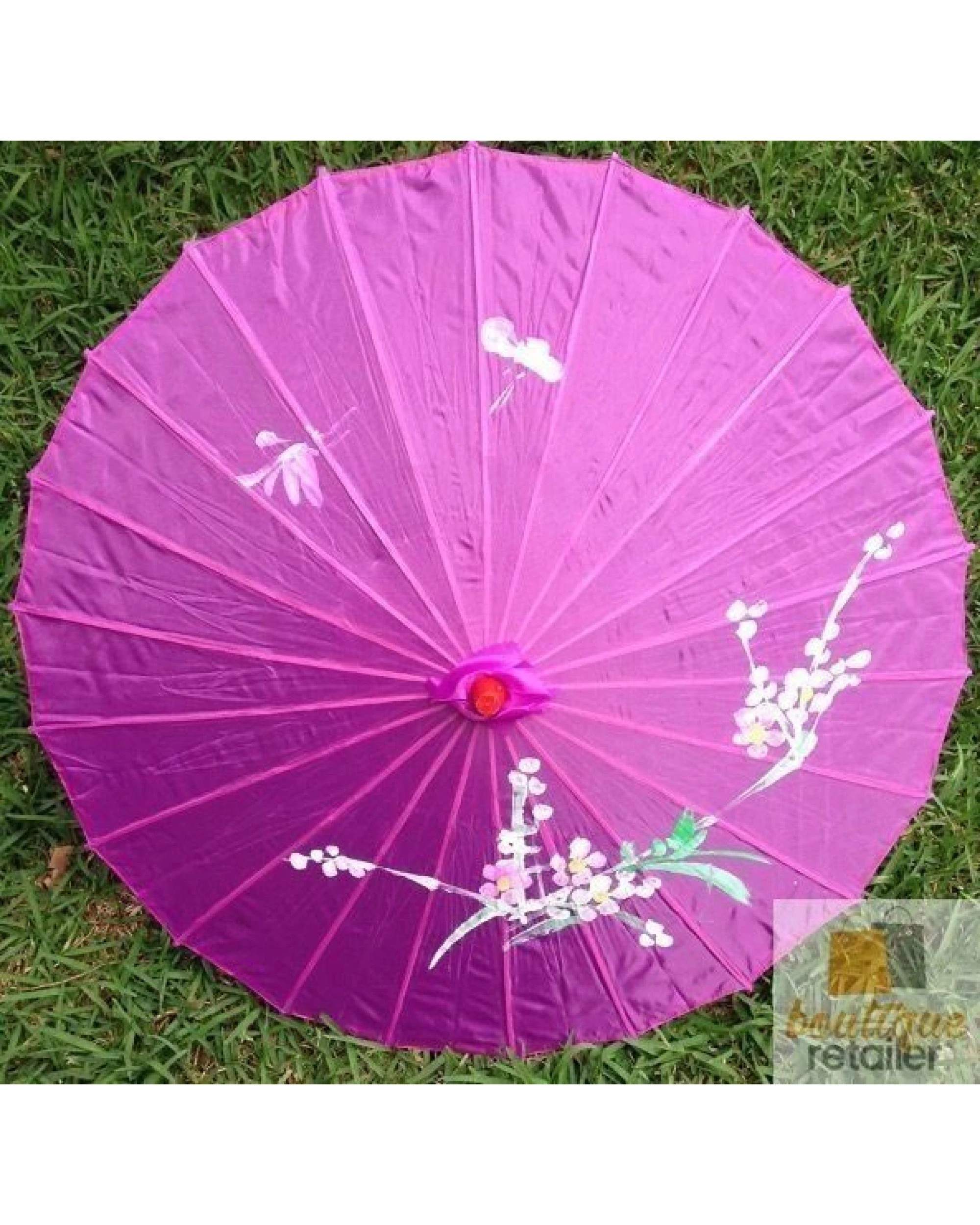 2 BR Costumes Bamboo Parasol Umbrella Japanese Flower Pattern - Purple, 2 of 2