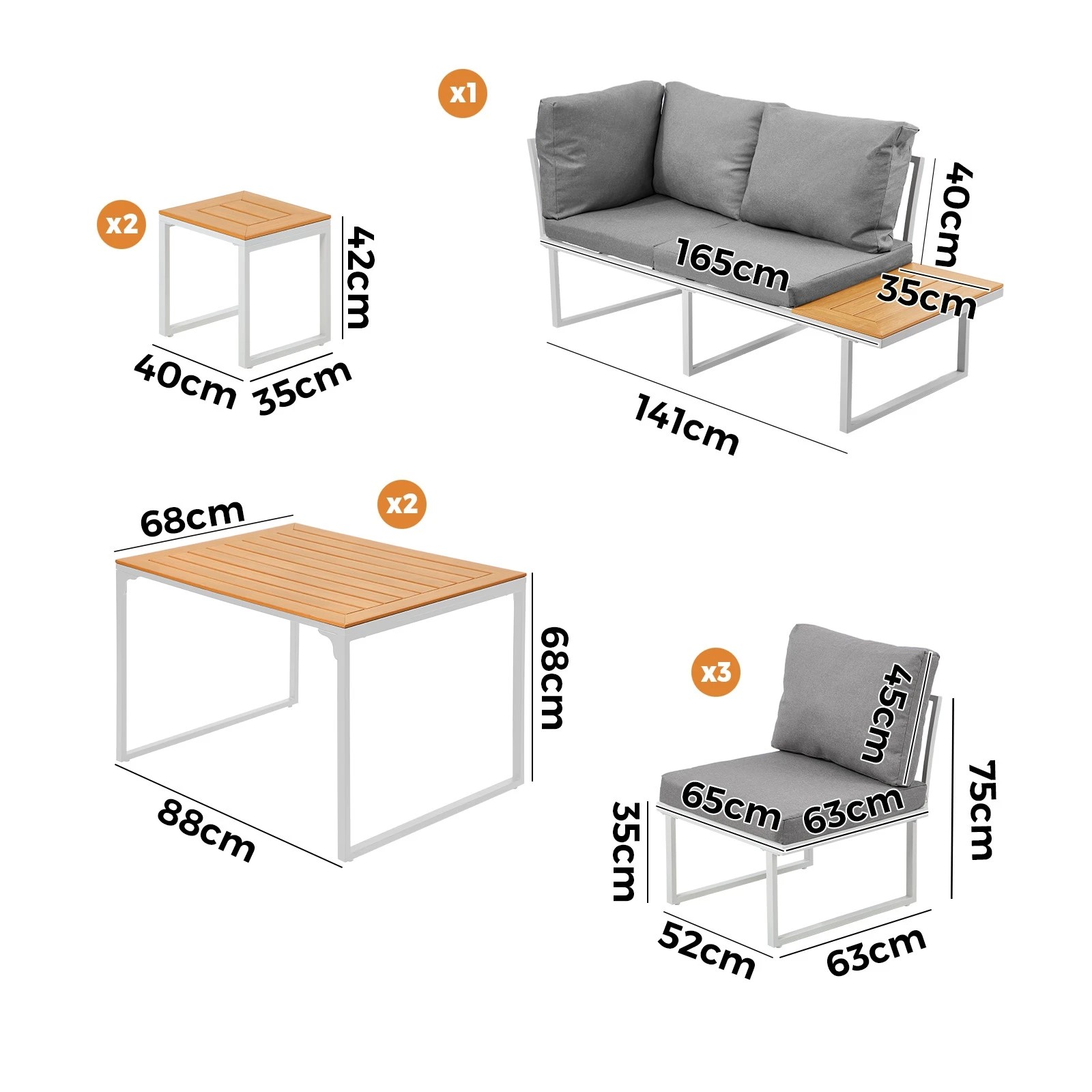 2 Livsip 7 Seater Outdoor Dining Set Sofa Lounge Setting Patio Table Stool - Multi, 2 of 8