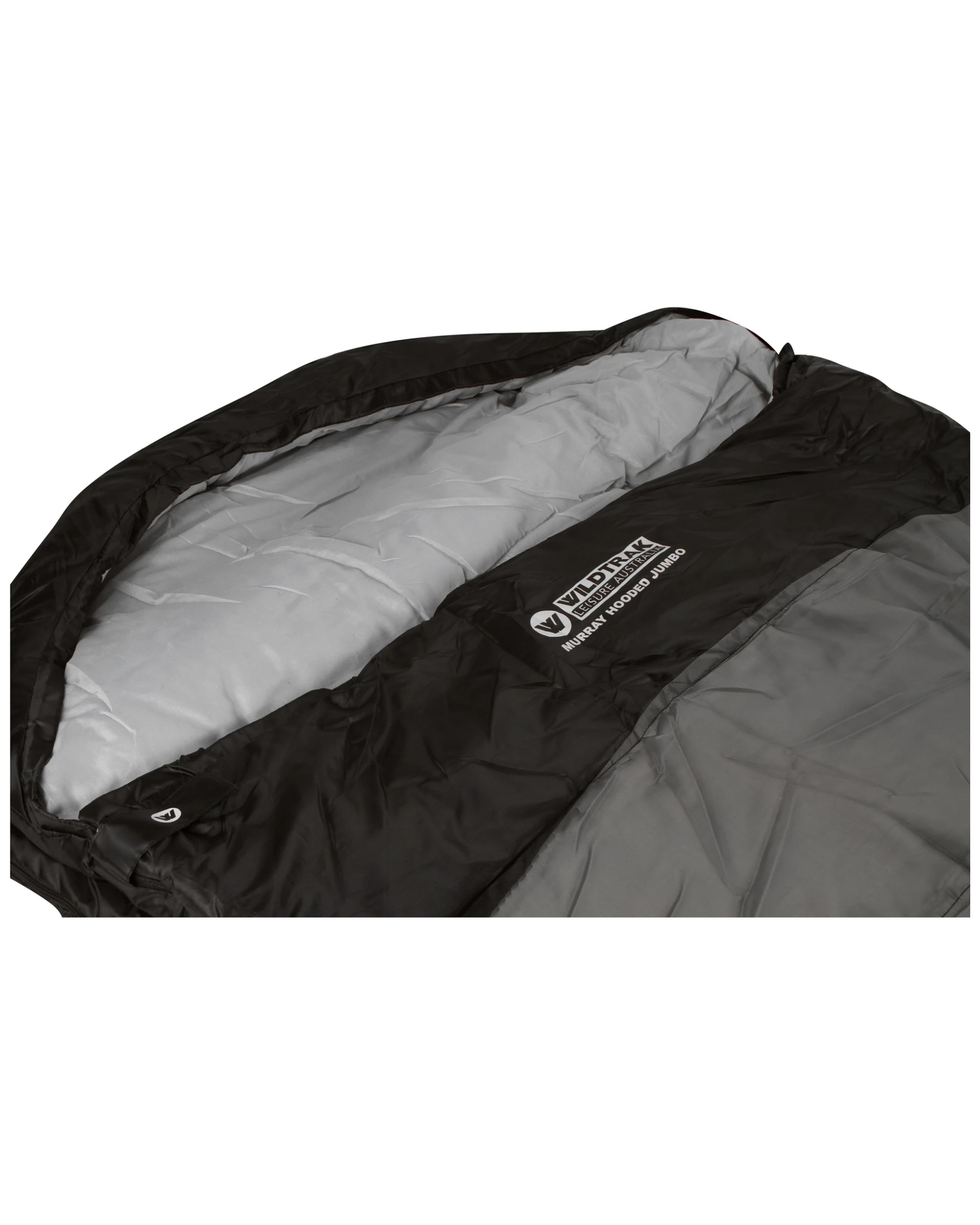 2 Wildtrak Murray Hooded Jumbo Sleeping Bag Auto Locking Zippers - Grey, 2 of 3