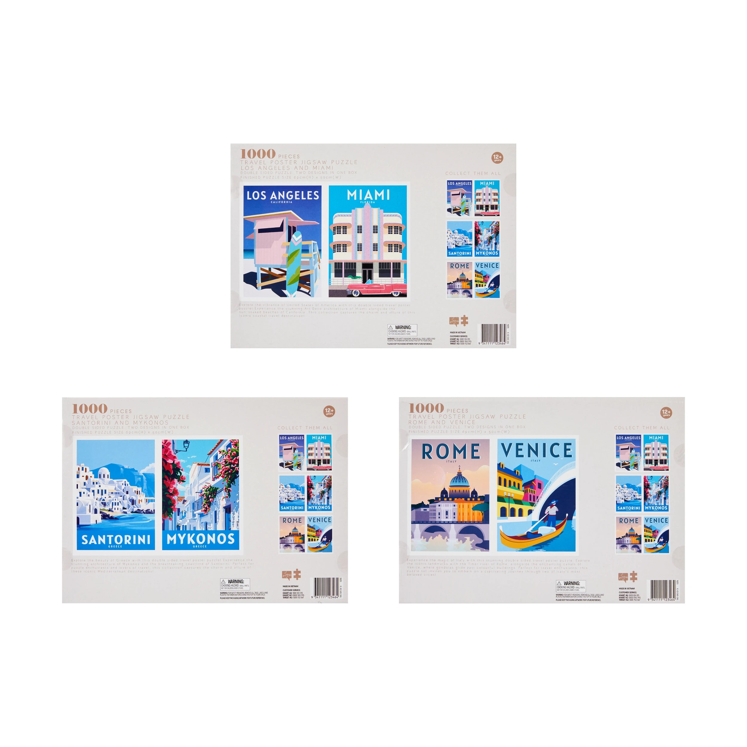 9 1000 Piece 2 in 1 Double Sided Vintage Travel Poster Puzzles - Assorted, 9 of 9