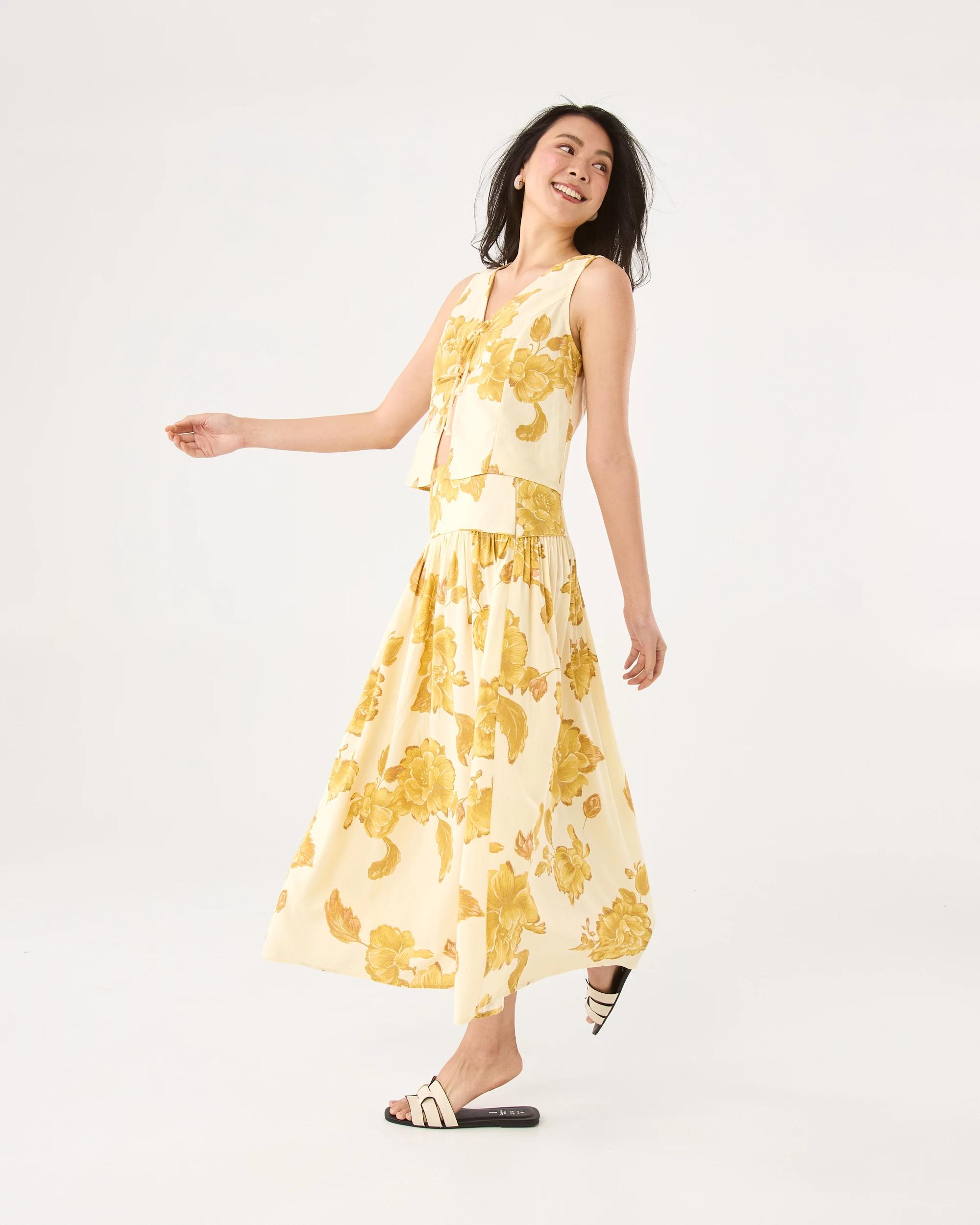 3 Textured Yoke Maxi Skirt Boho Flral, 3 of 6