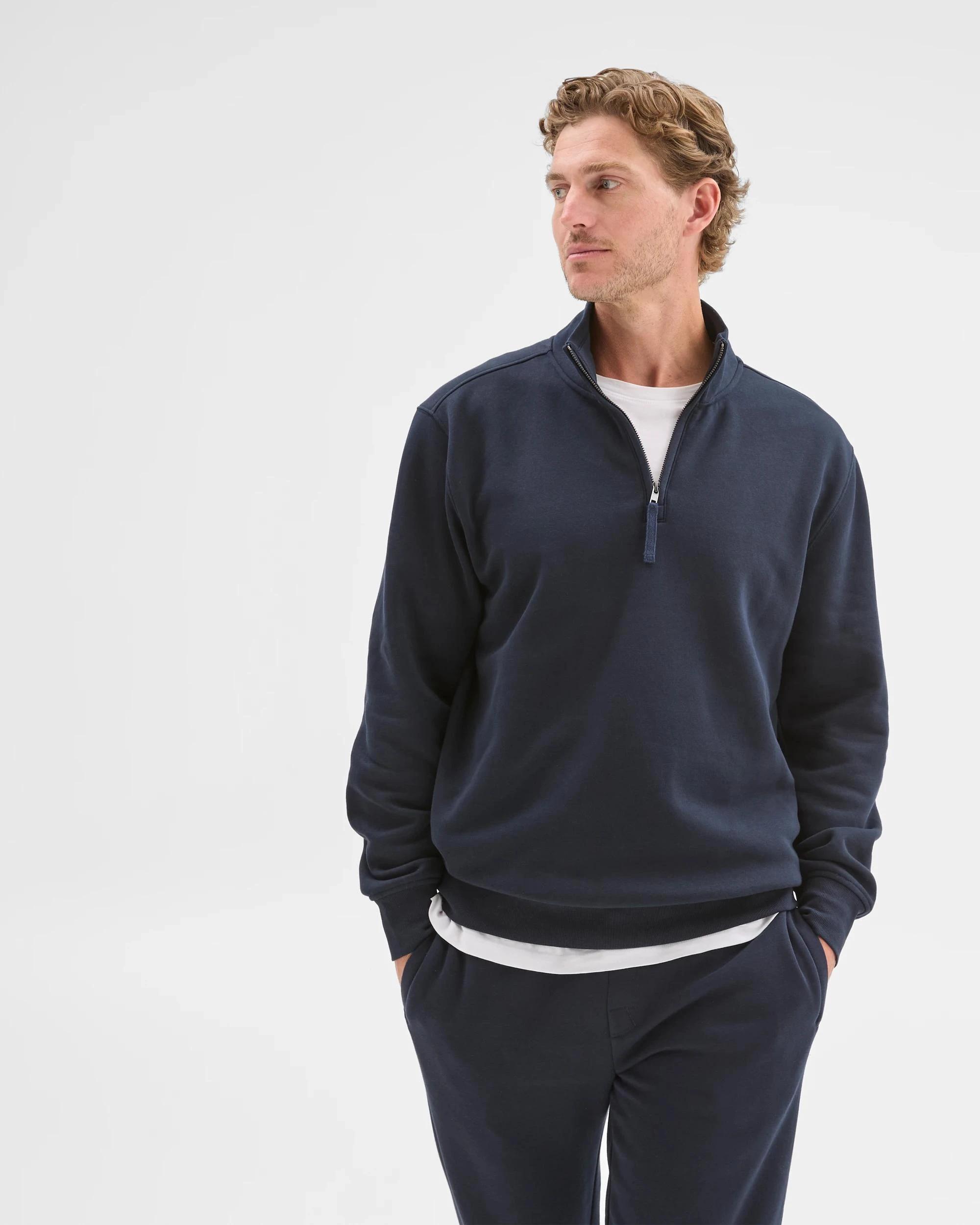 3 Target Man Australian Cotton Blend Fleece Half Zip Top NAVY, 3 of 6